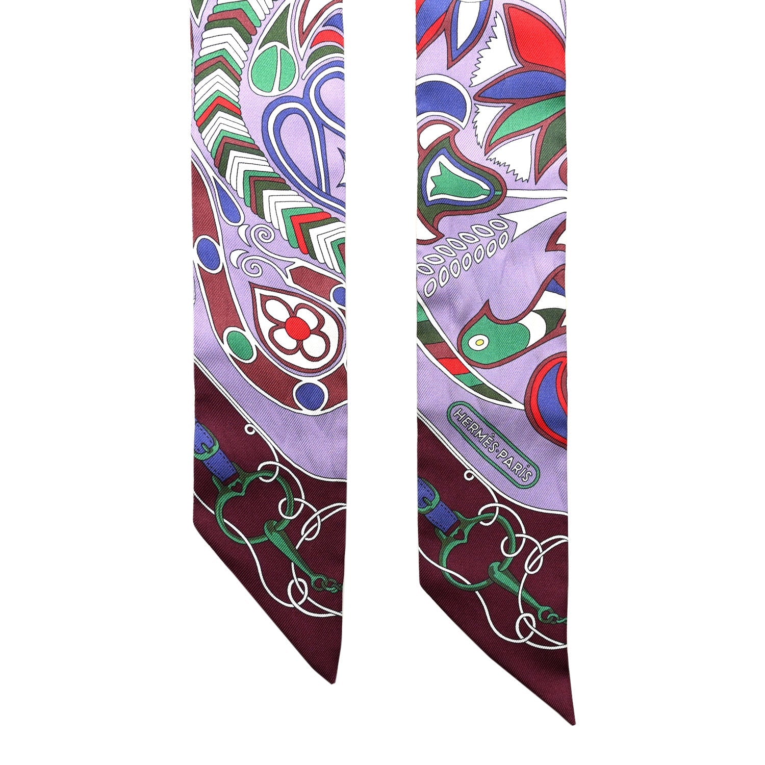 Silk Folklore Twilly Mauve Rouge Bordeaux