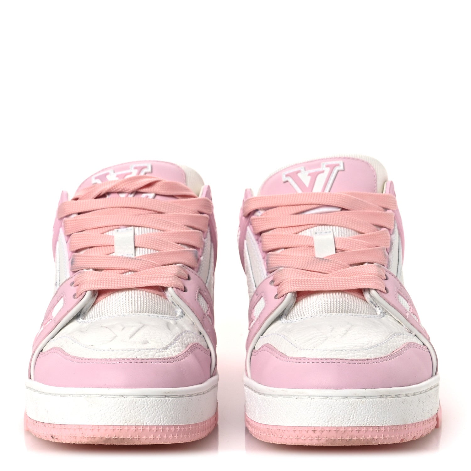 Calfskin Monogram Womens LV Trainer Sneakers 36.5 Light Pink