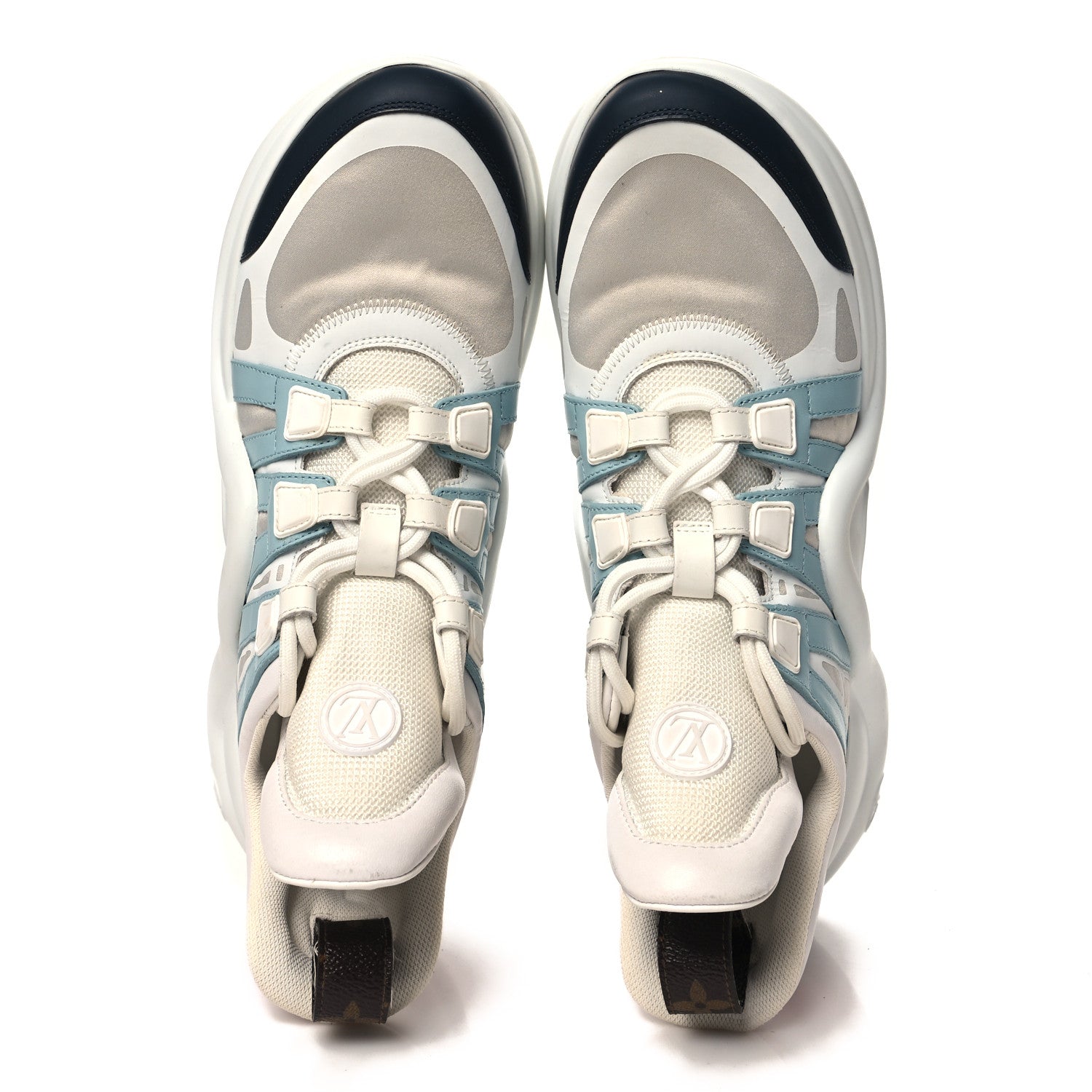 Calfskin Technical Nylon LV Archlight Sneakers 40 White Blue Gris