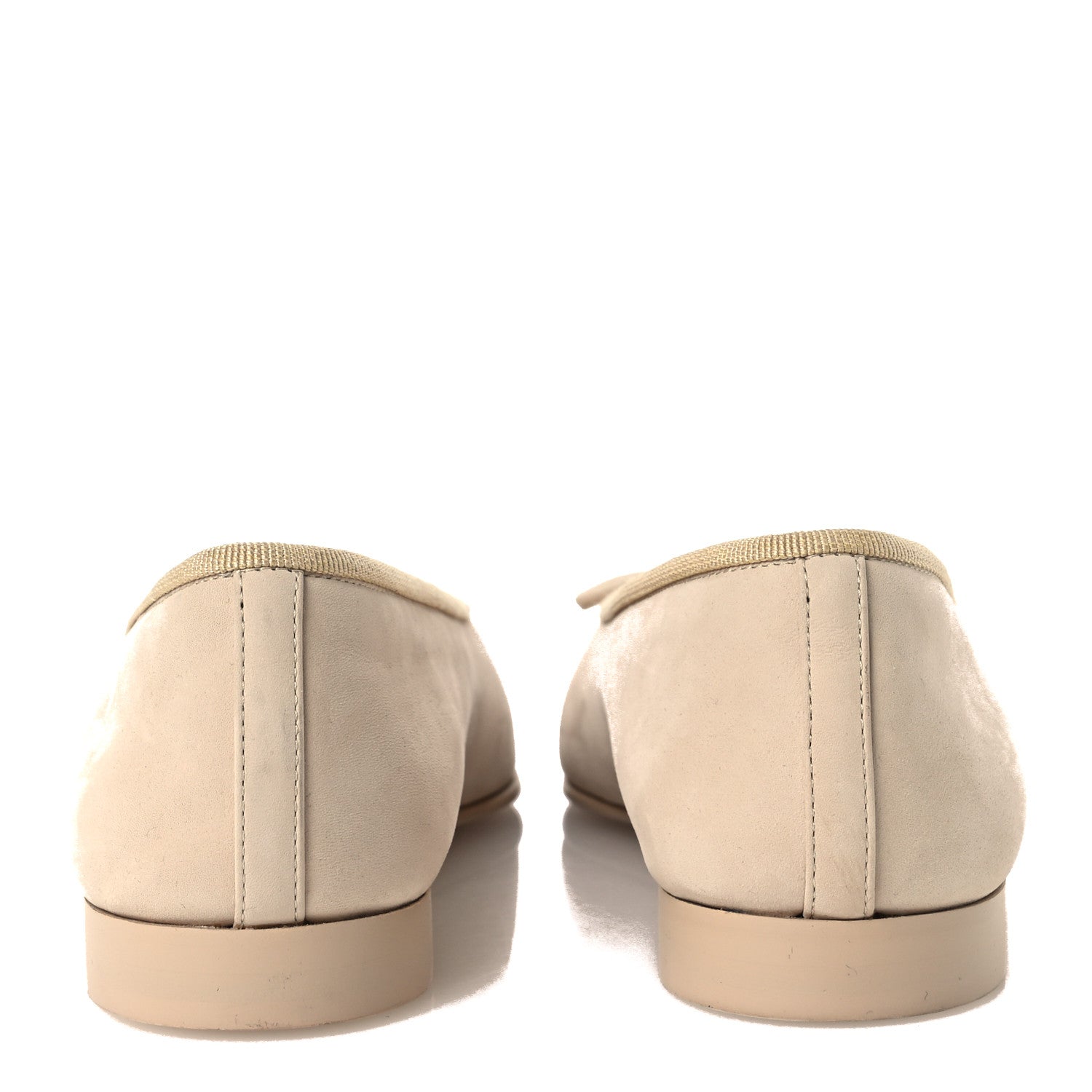 Suede Calfskin Cap Toe CC Ballerina Flats 36 Beige
