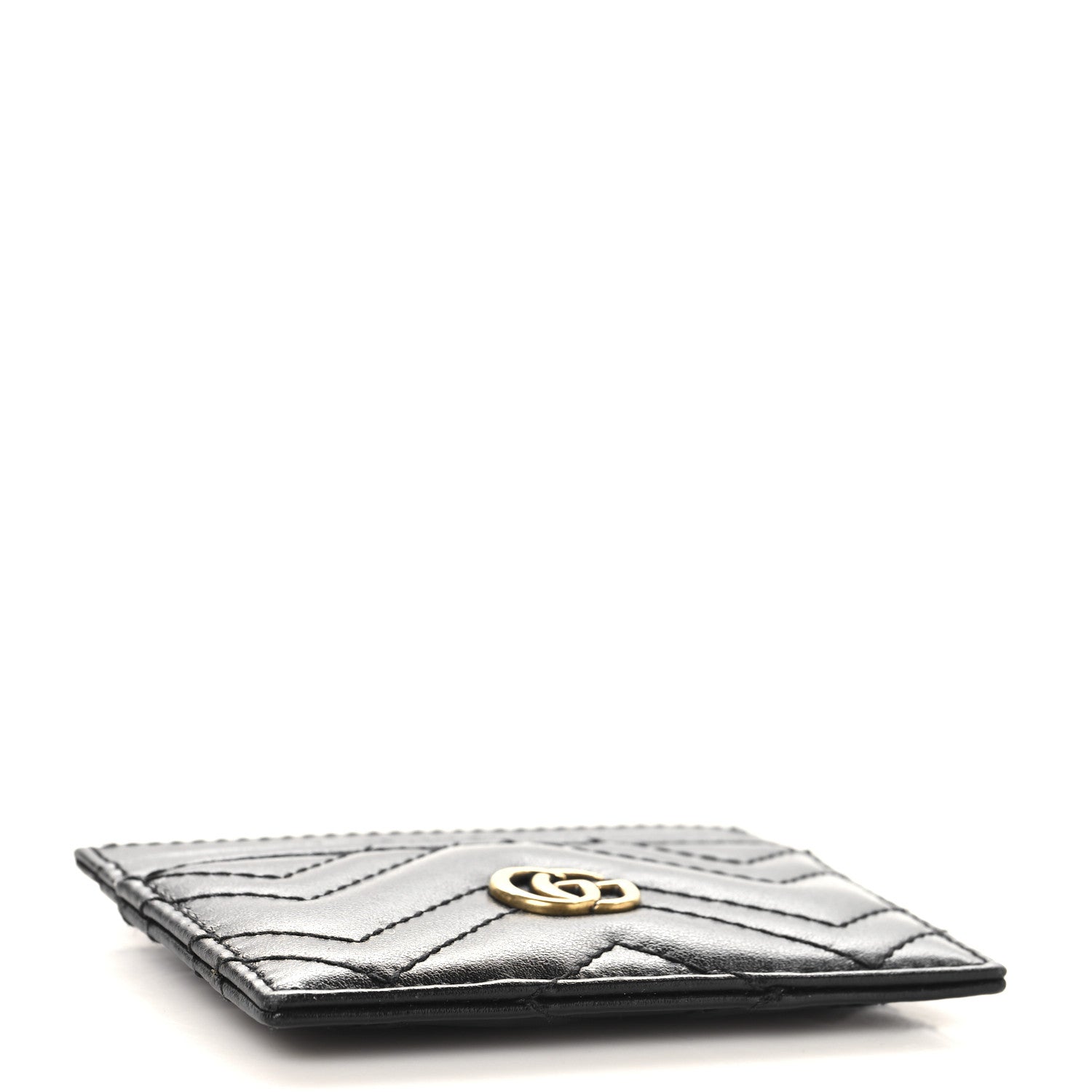 Calfskin Matelasse GG Marmont Card Holder Black