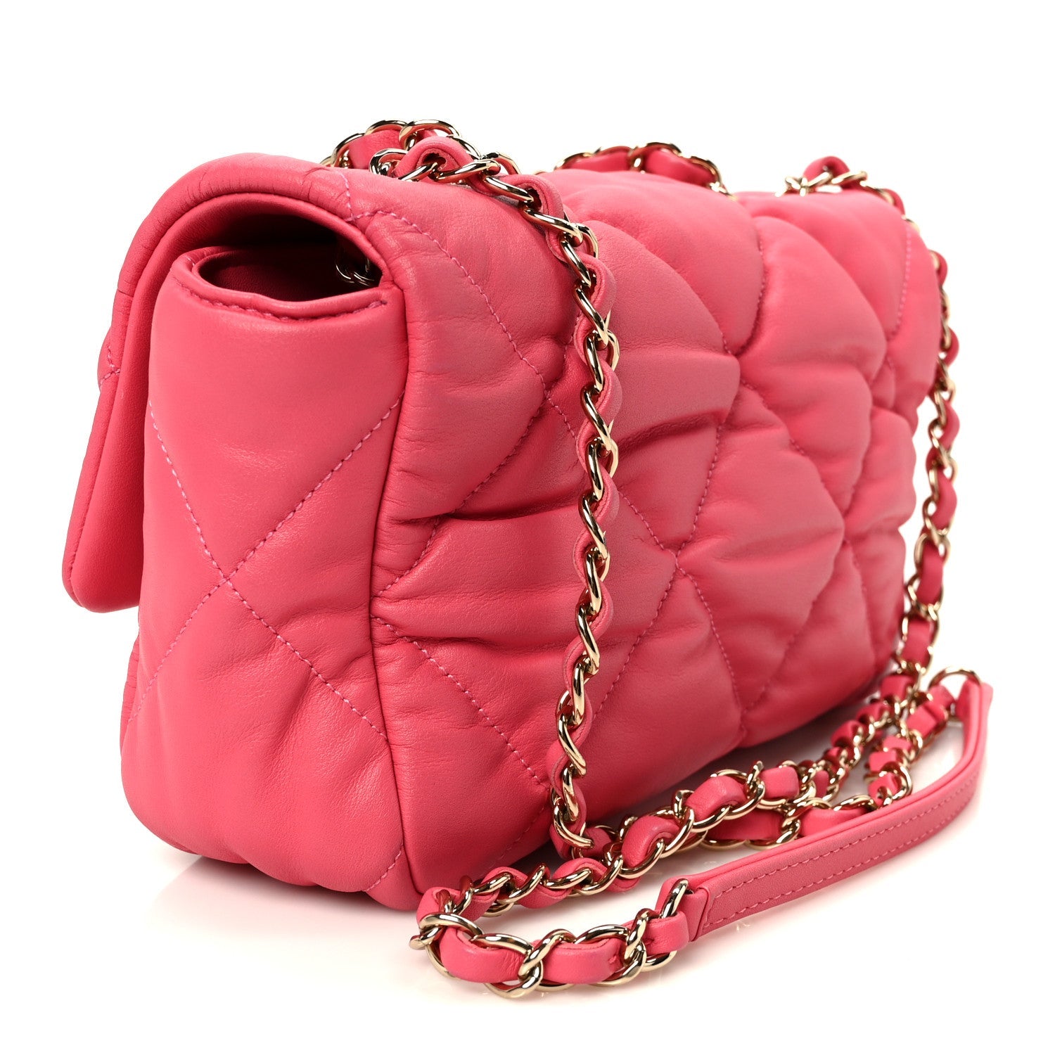 Calfskin Quilted Medium Bubbly Flap Pink