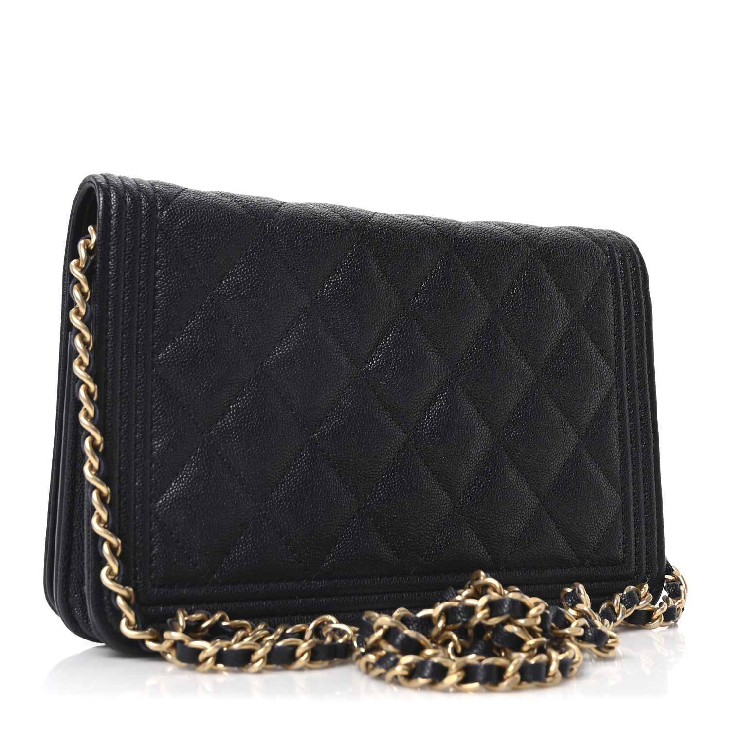 Caviar Quilted Boy Wallet On Chain WOC Navy