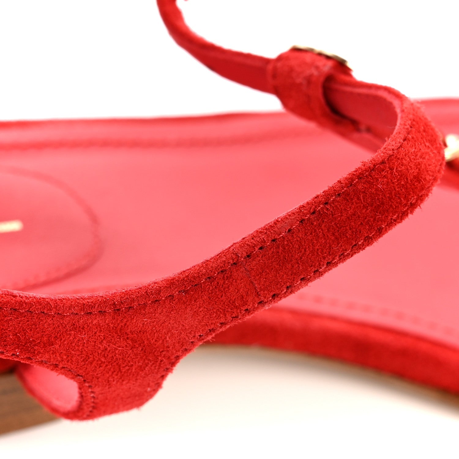 Suede Calfskin Thong Sandals 36 Red