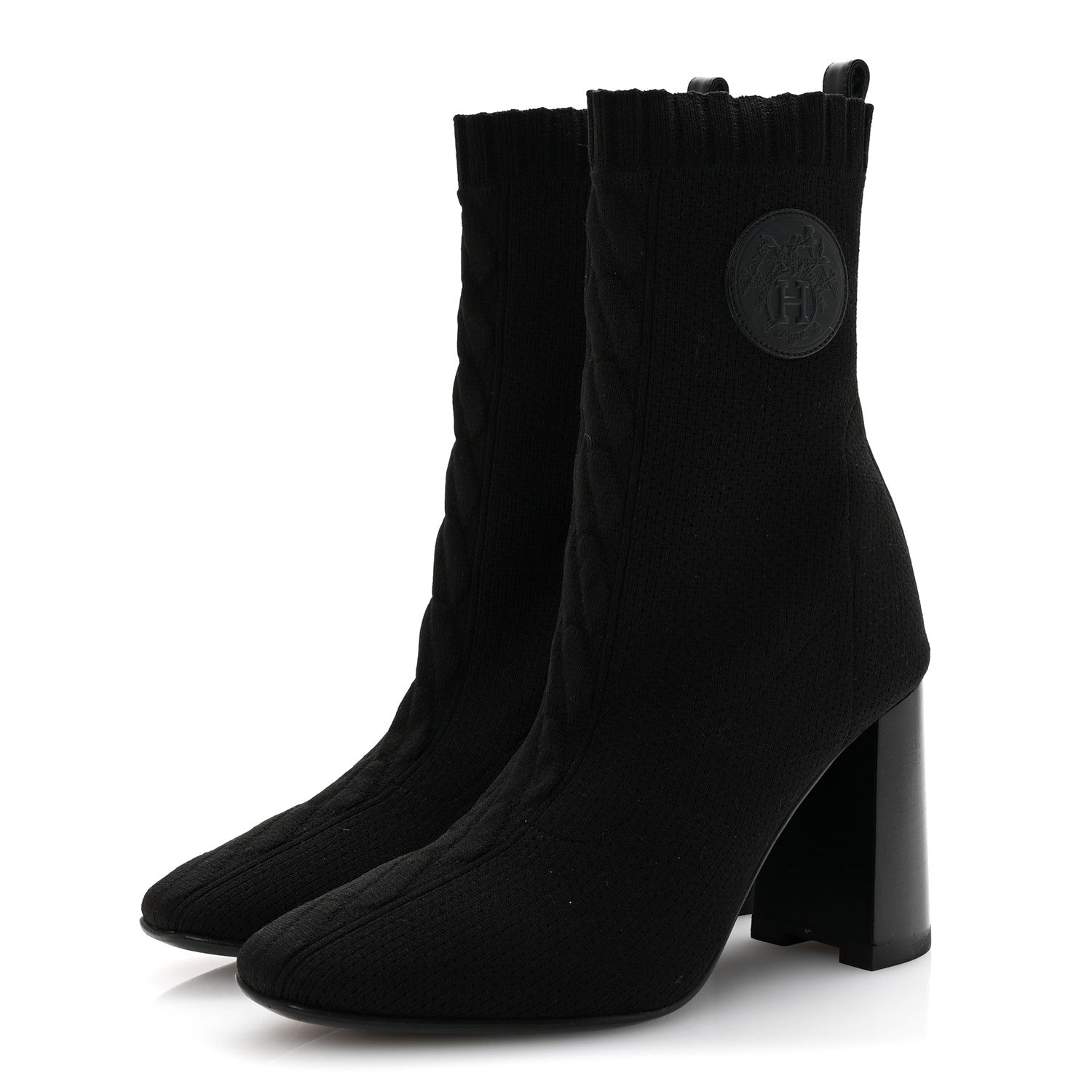 Knit Calfskin Volver 60 Ankle Boots 35 Black