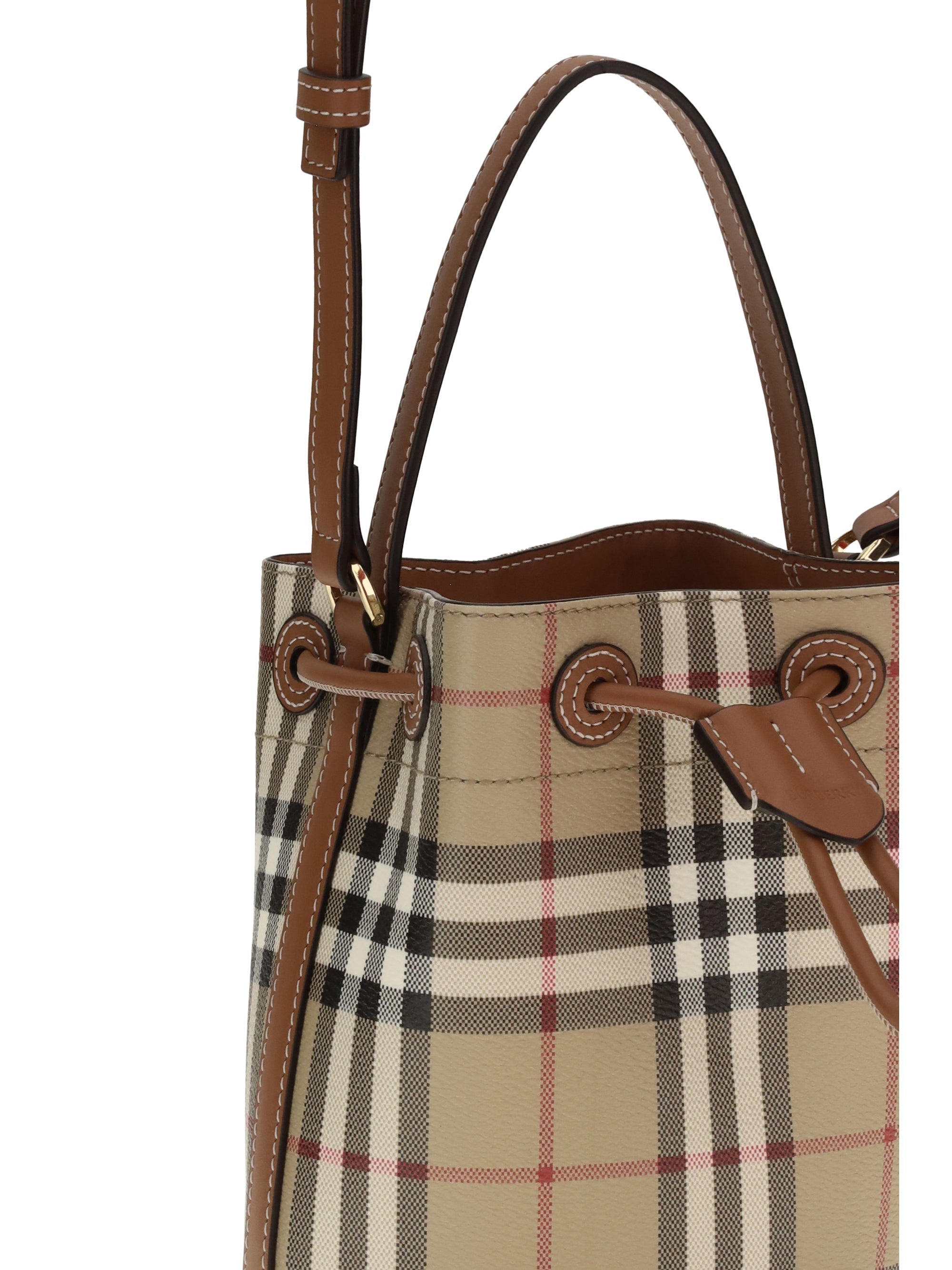 check mini bucket bag