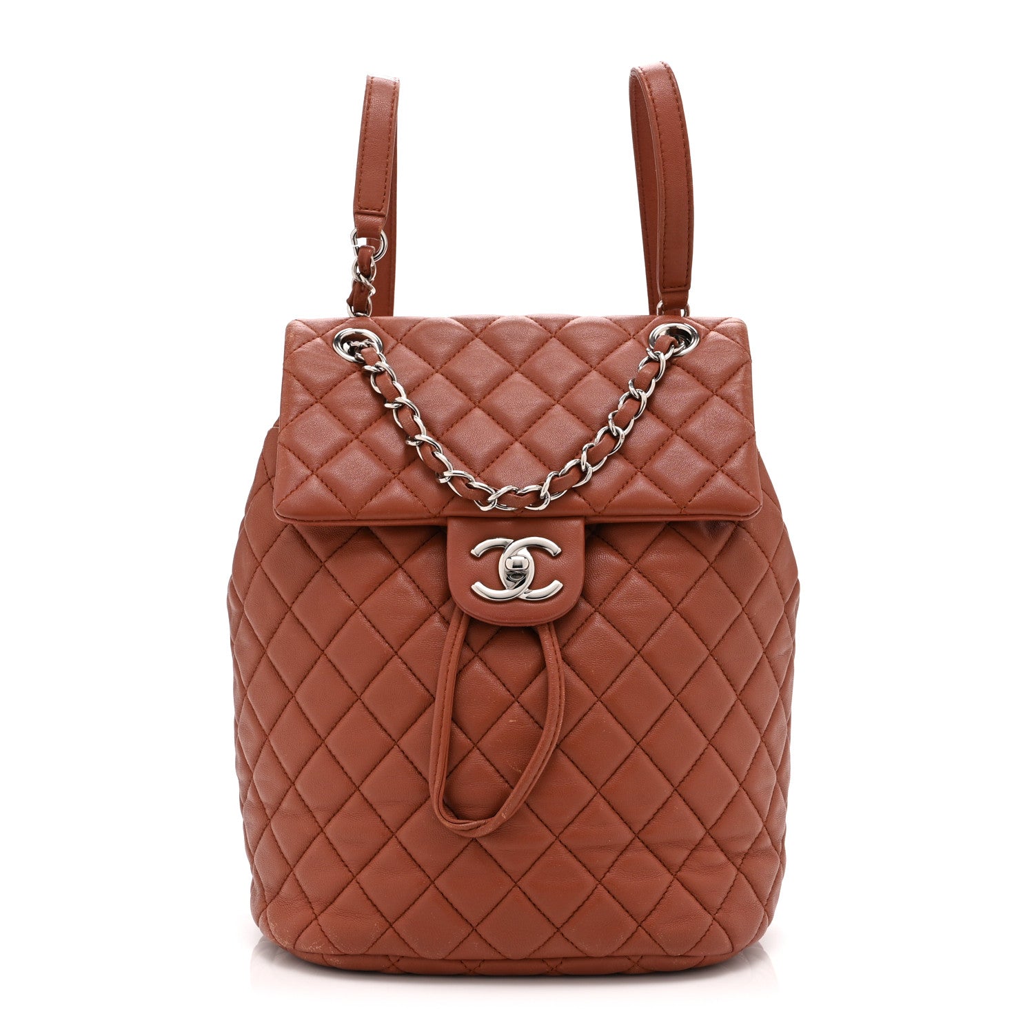 Lambskin Quilted Small Urban Spirit Backpack Brown