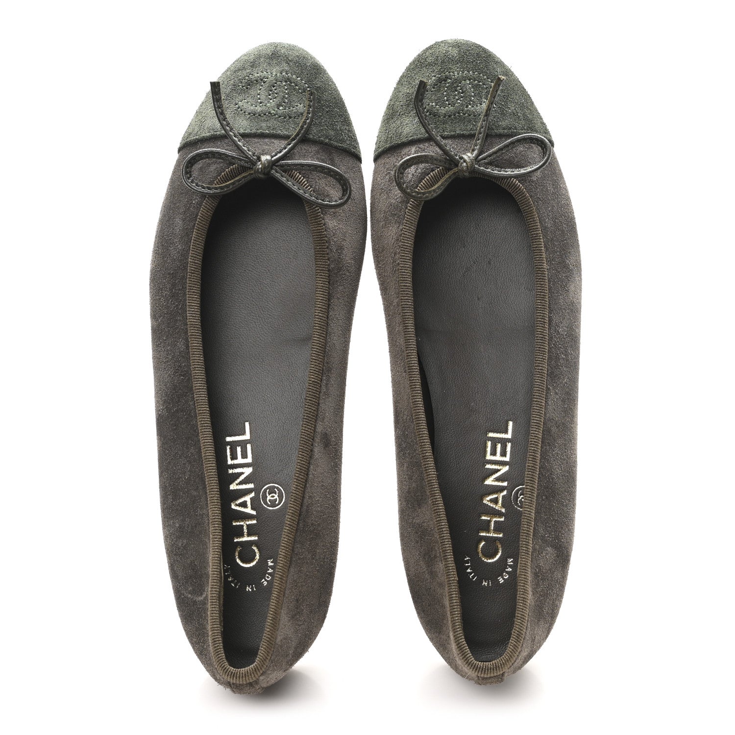 Suede Cap Toe CC Ballerina Flats 37 Grey Green