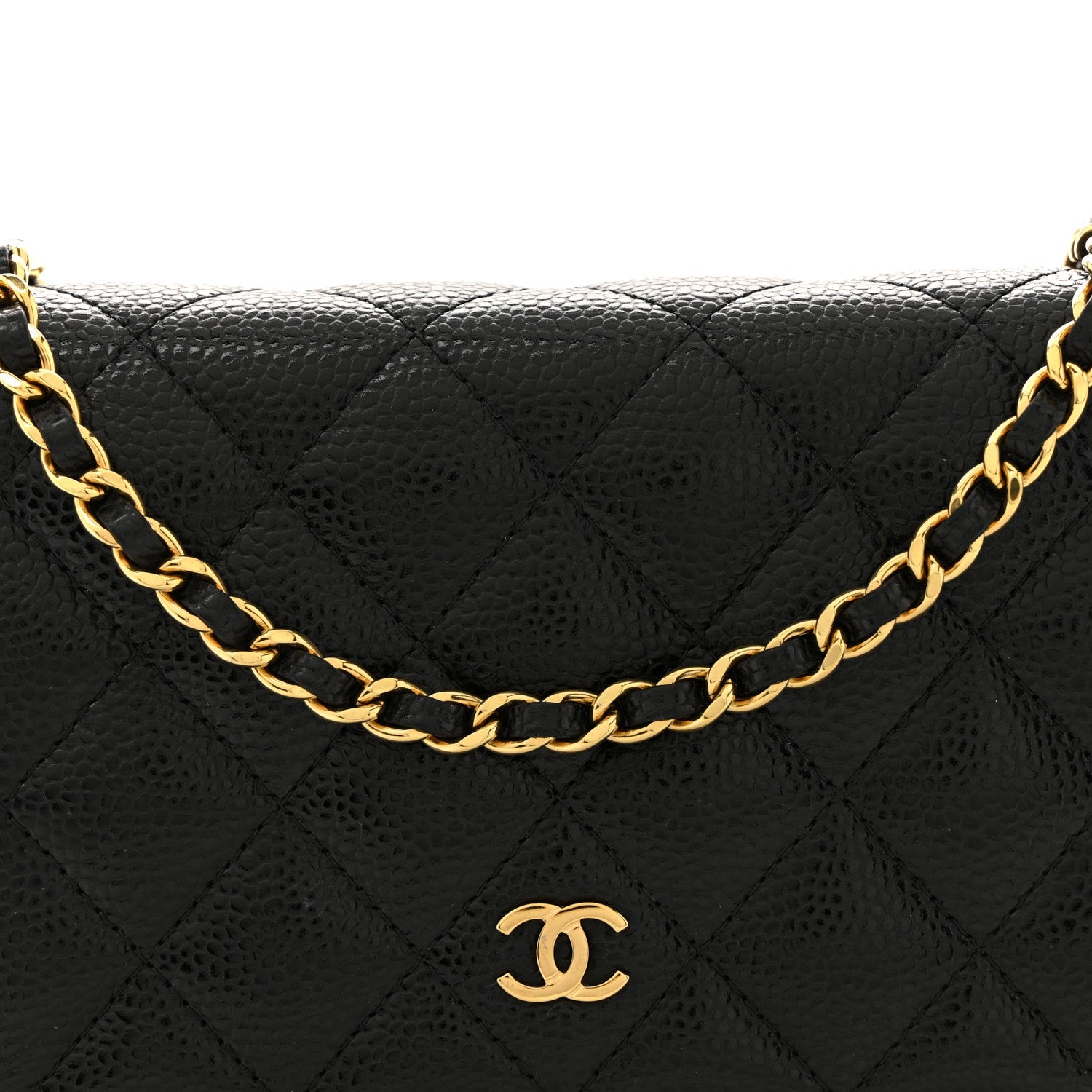 Caviar Quilted Wallet On Chain WOC Black