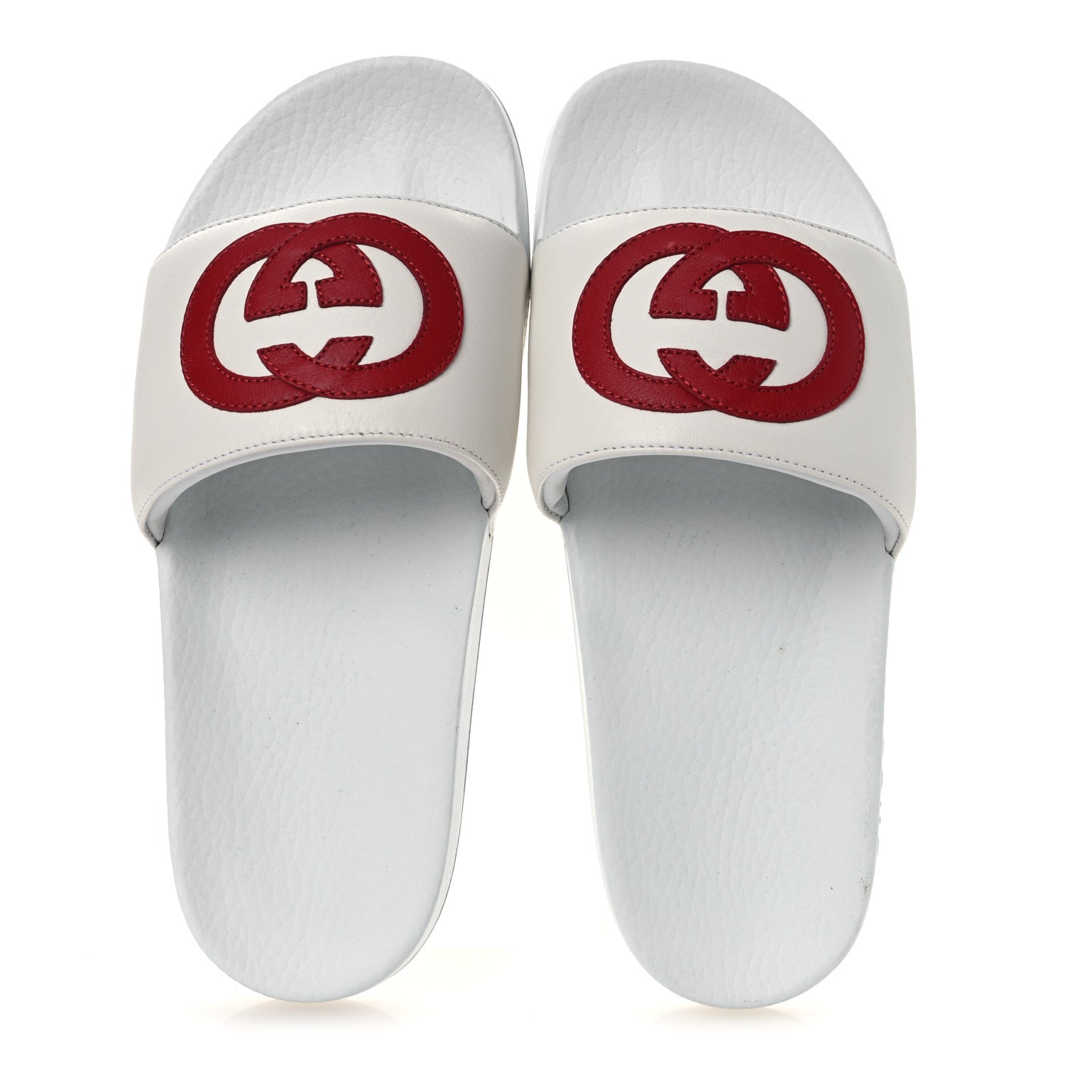 Nappa Miro Soft Calfskin Interlocking G Mens Slide Sandals 6 White Hibiscus Red