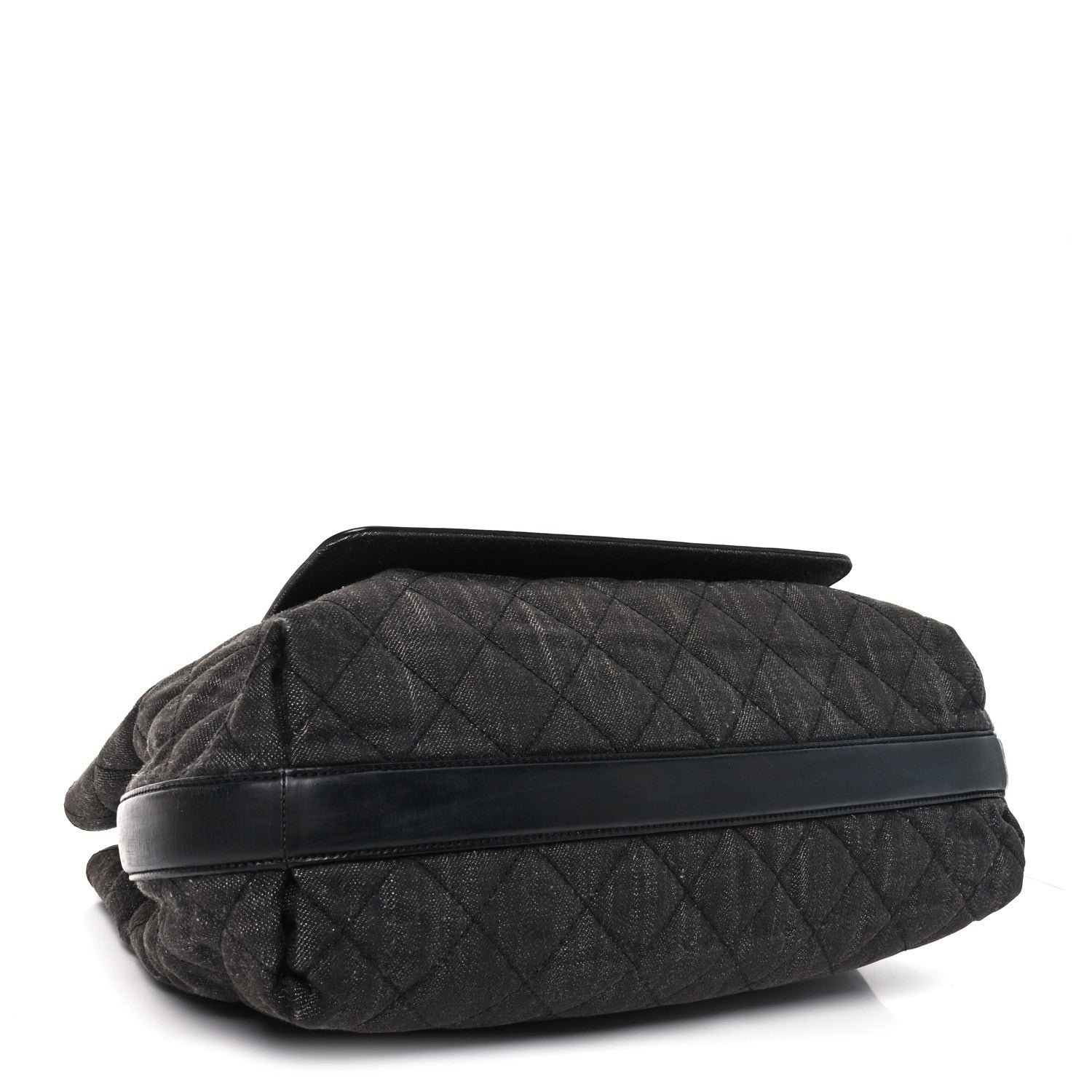 Denim Calfskin Quilted Tote Black