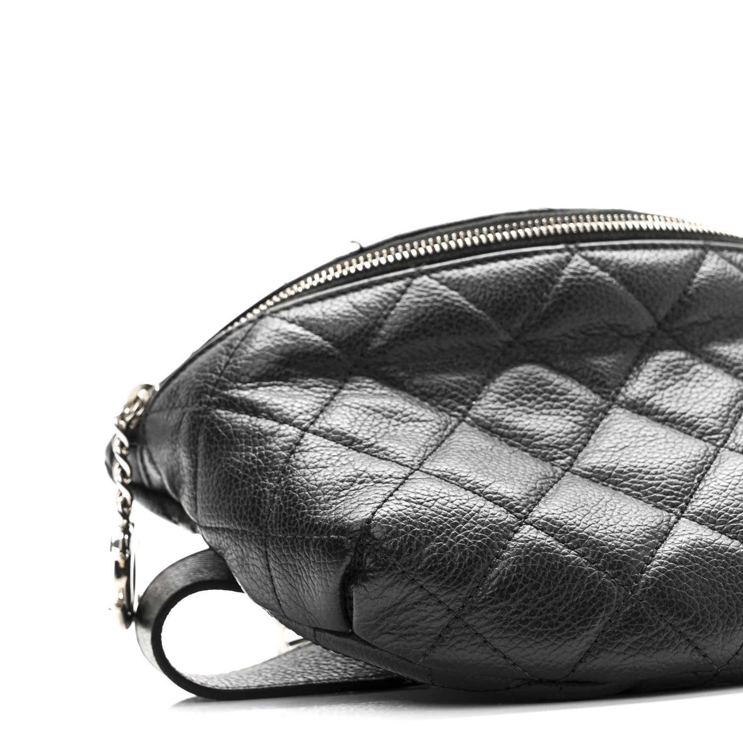 Grained Calfskin Quilted Waist Belt Bag Black