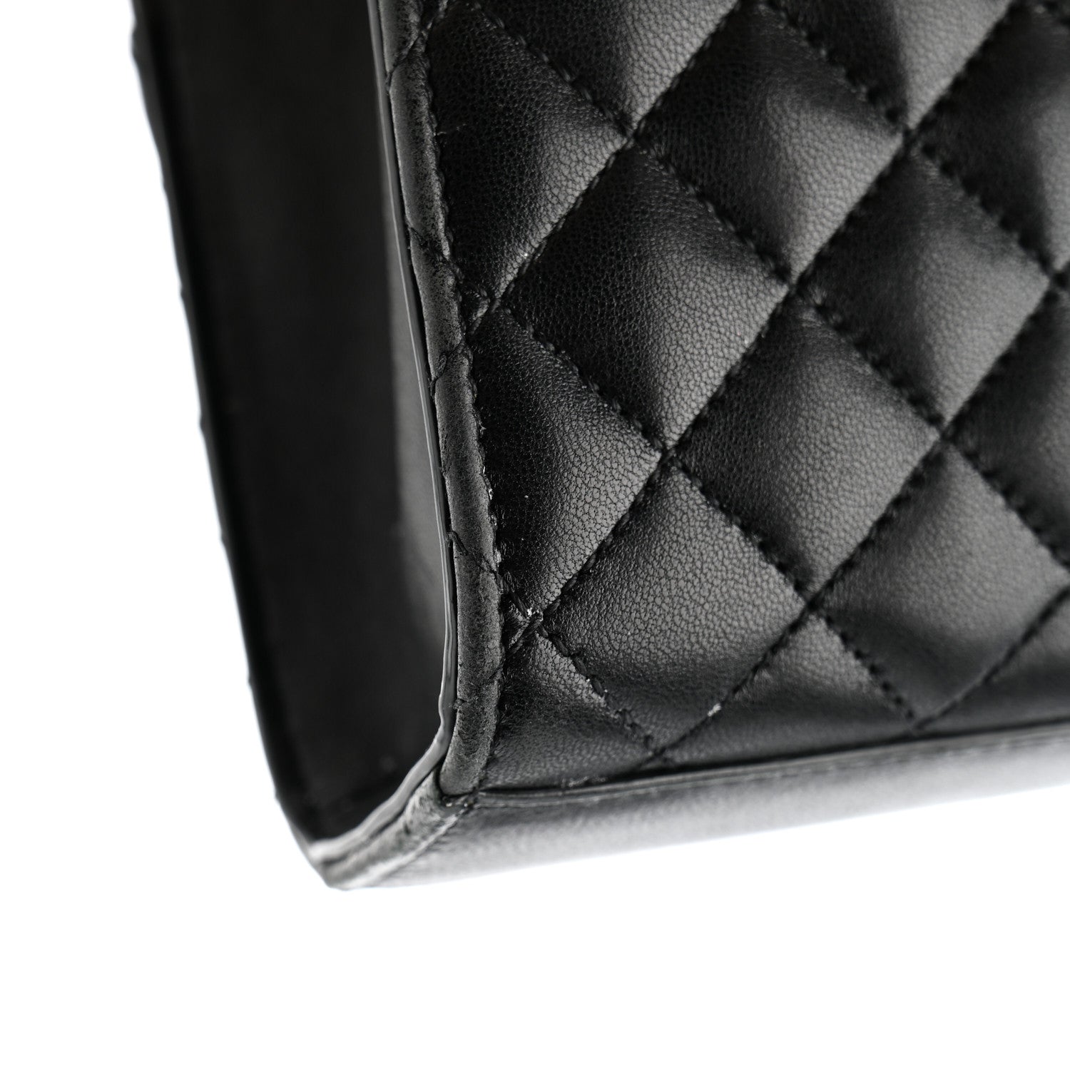 Lambskin Mixed Matelasse Triquilt Small Monogram Satchel Black