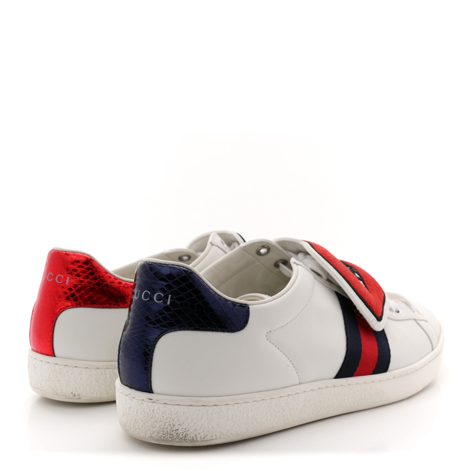 Calfskin Ayers Web Blind for Love Embroidered Womens Ace Sneakers 40.5 White