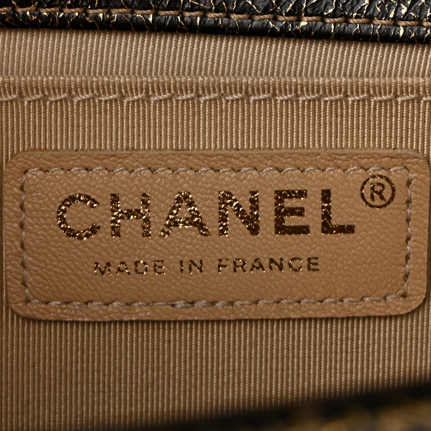Cracked Metallic Calfskin Quilted Medium Boy Flap Gold