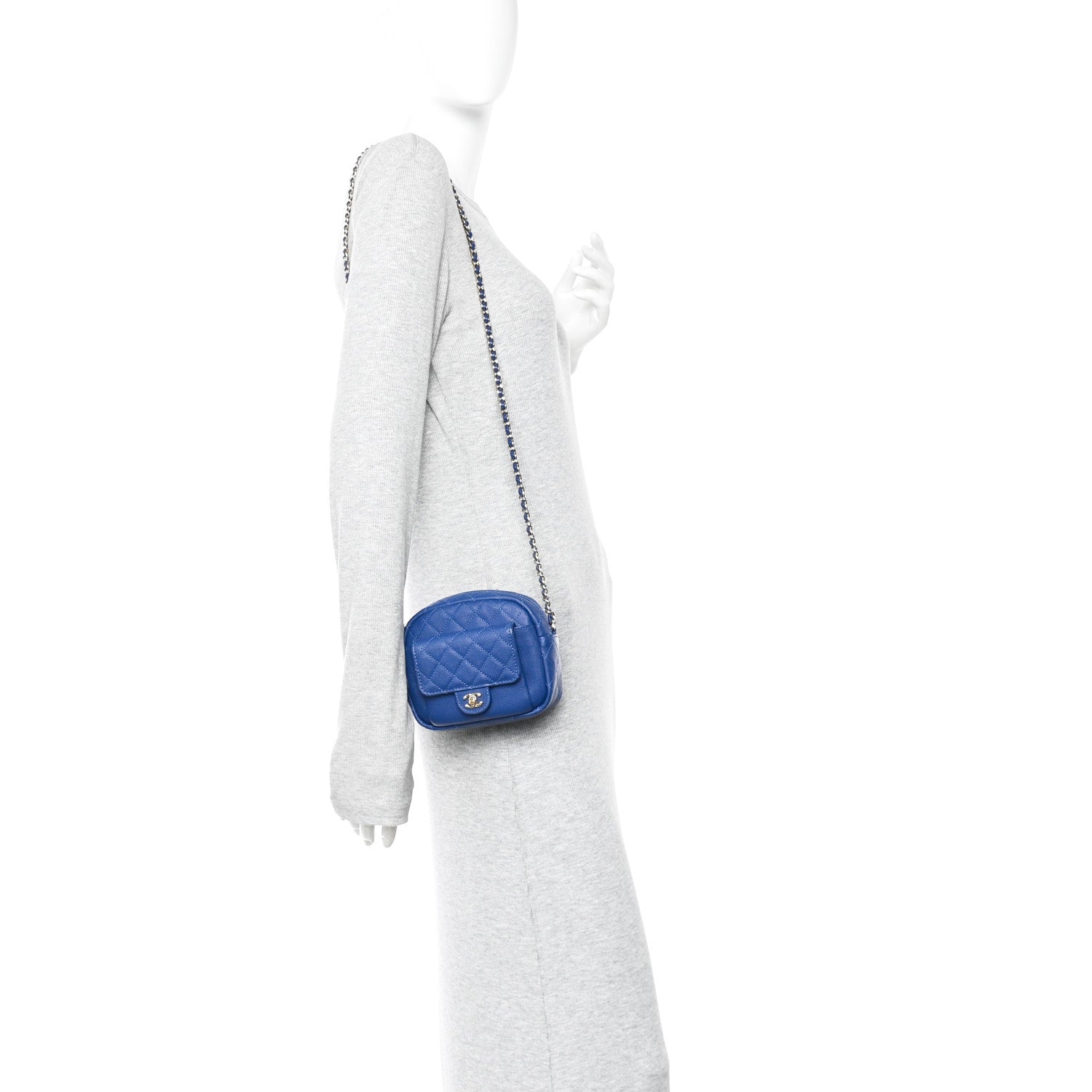 Caviar Quilted CC Day Camera Case Blue