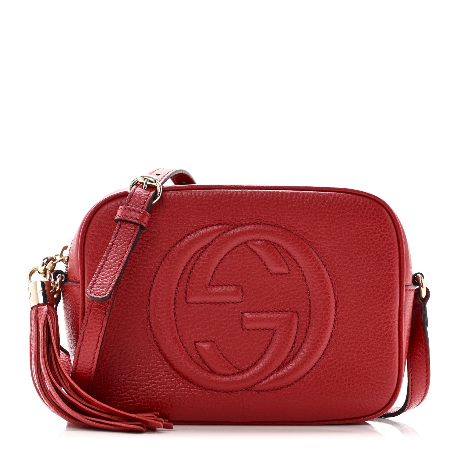 Pebbled Calfskin Small Soho Disco Bag Vibrant Red