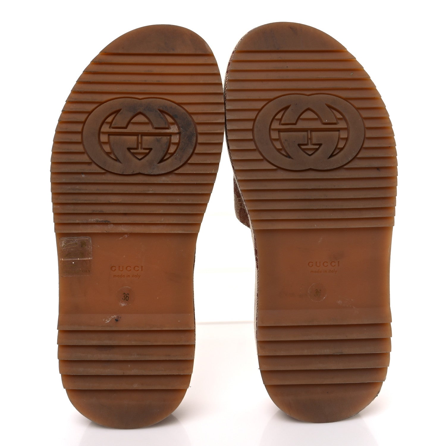 Canvas GG Monogram Angelina Platform Slide Sandals 36 Beige Ruggine