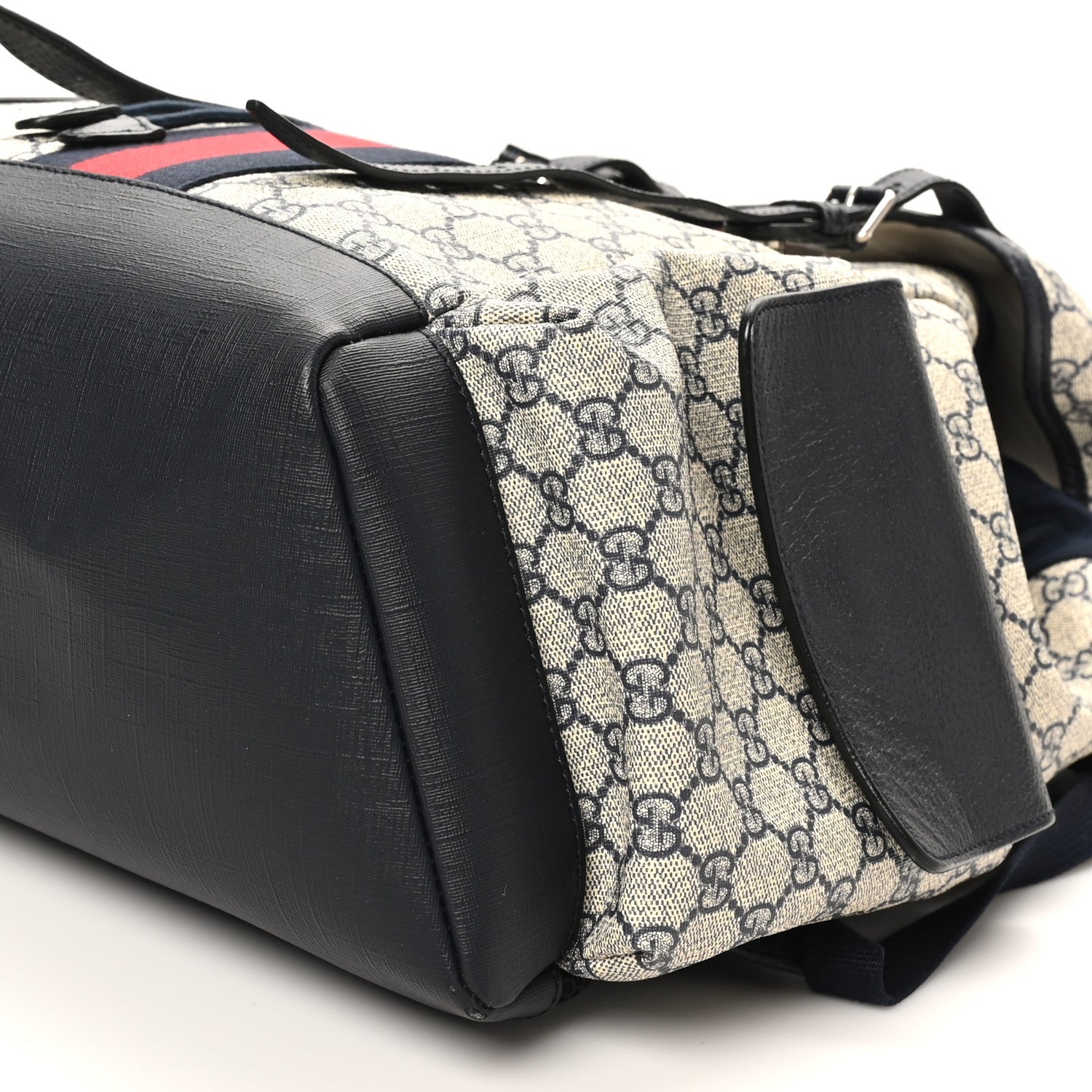 GG Supreme Monogram Medium Ophidia Double Buckle Backpack Beige Blue Black
