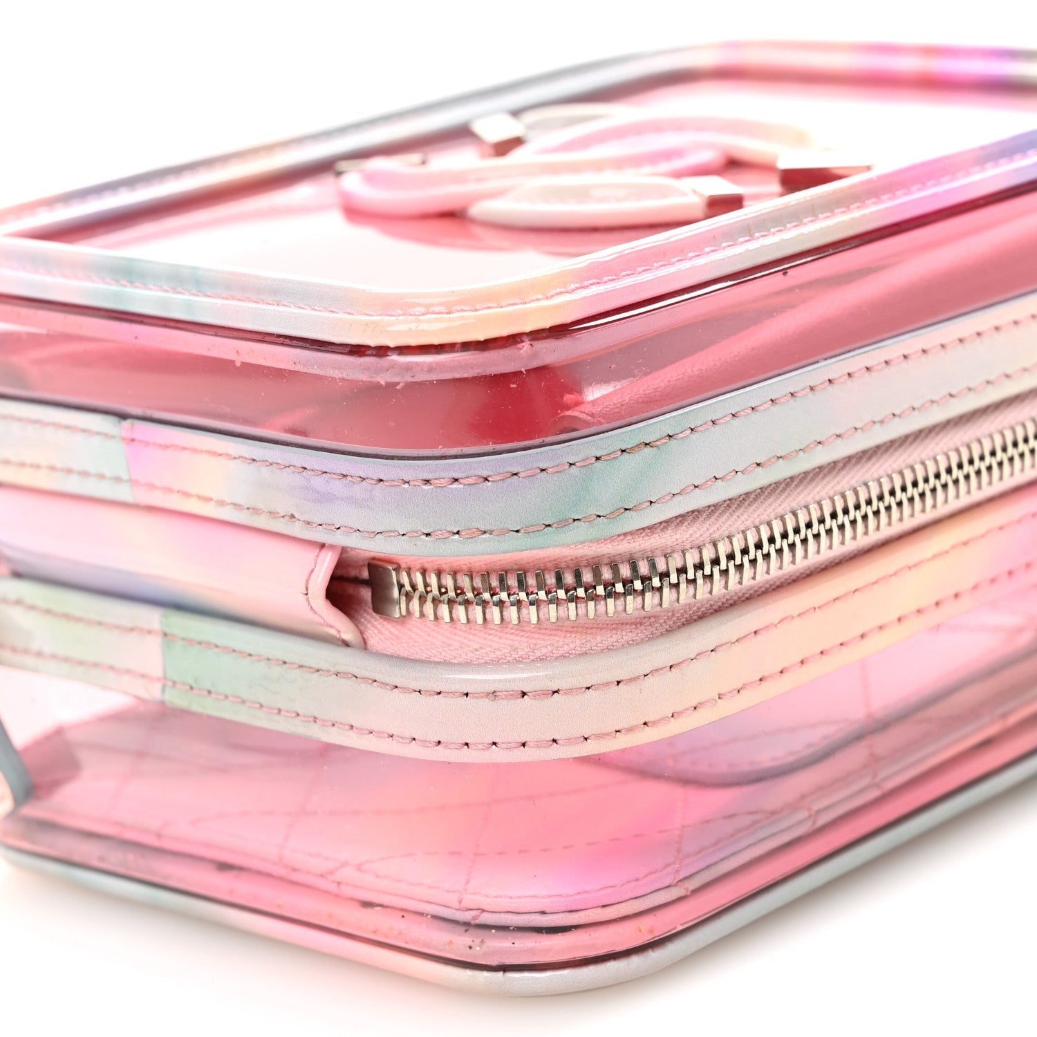 PVC Patent Calfskin Patent Lambskin Vertical Vanity Case Pink