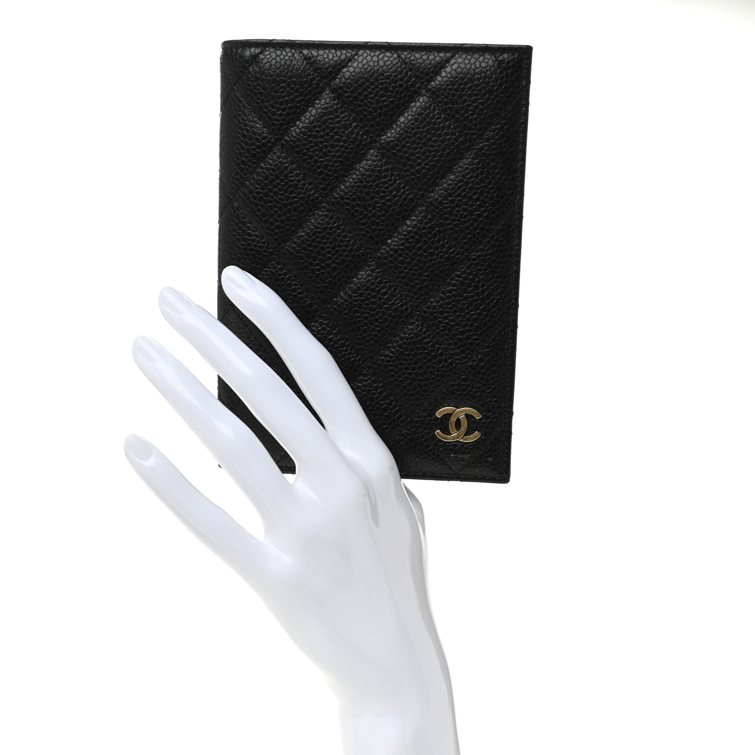 Caviar Quilted Passport Holder Black