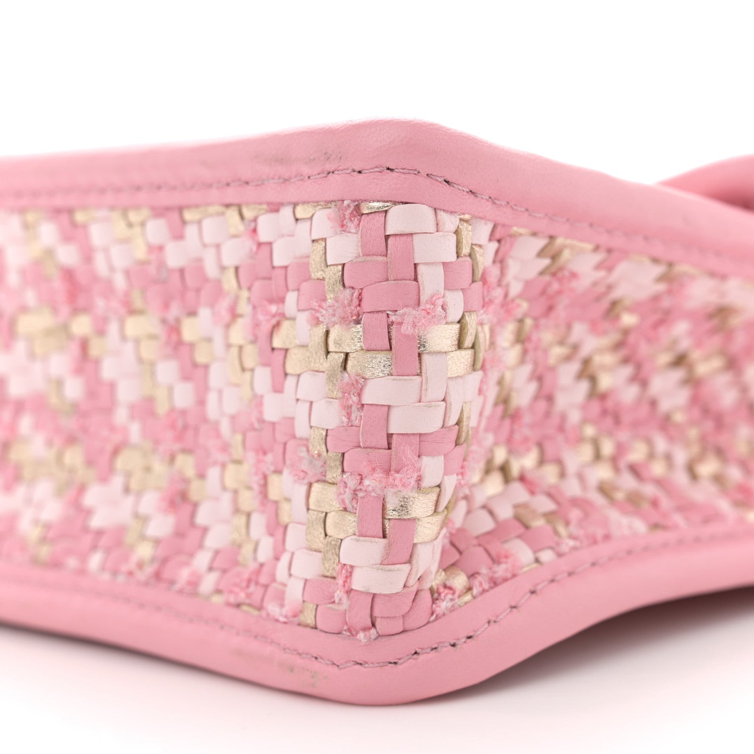 Metallic Lambskin Viscose Woven Flap Pink Gold