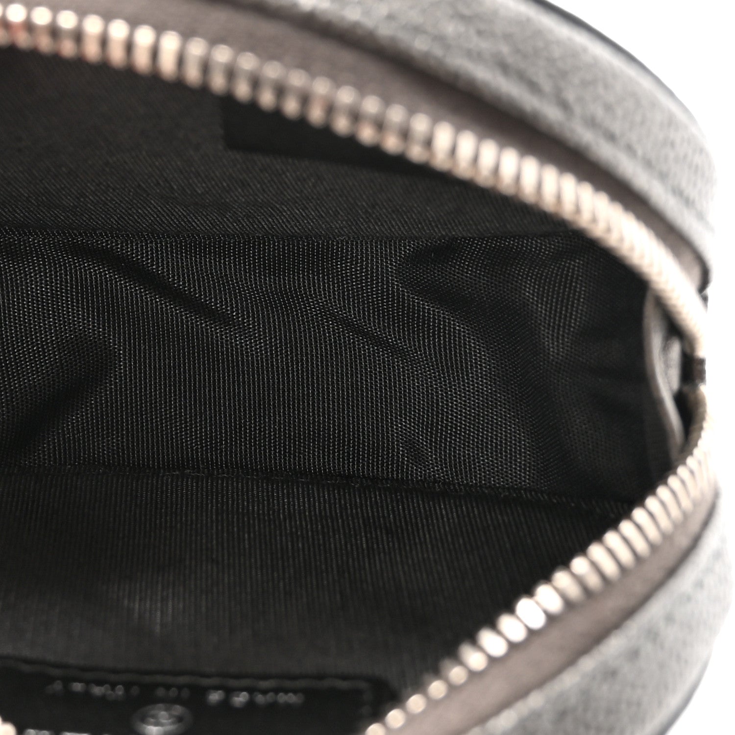 Metallic Caviar Quilted Filigree Zip Around Classic Coin Purse Dark Silver