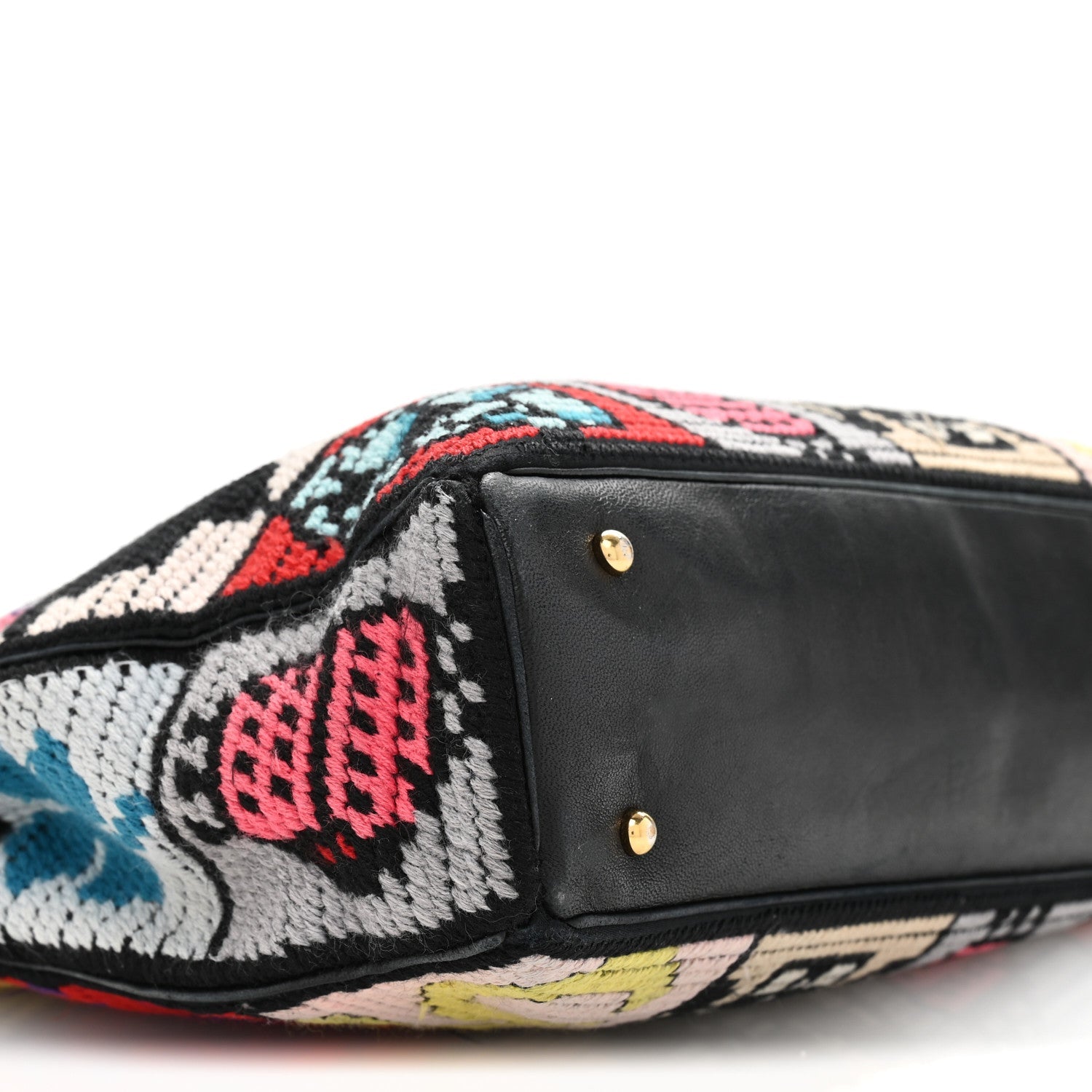 Needlepoint Precious Symbols Shoulder Bag Black