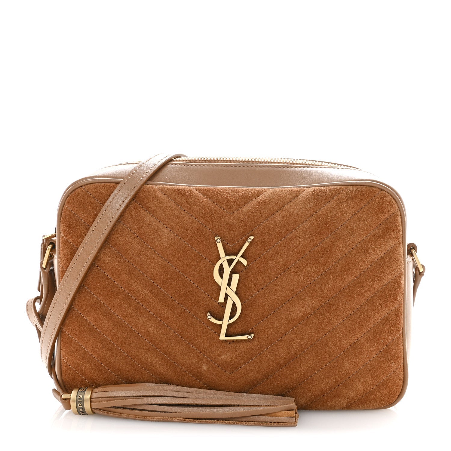 Suede Matelasse Monogram Lou Camera Bag Cinnamon