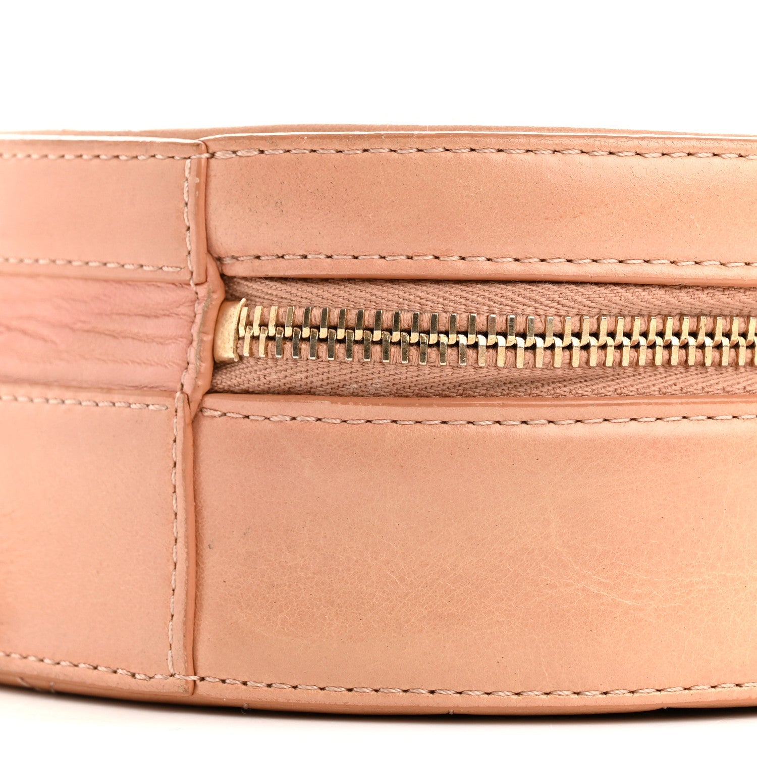 Glazed Calfskin Round As Earth Evening Bag Beige