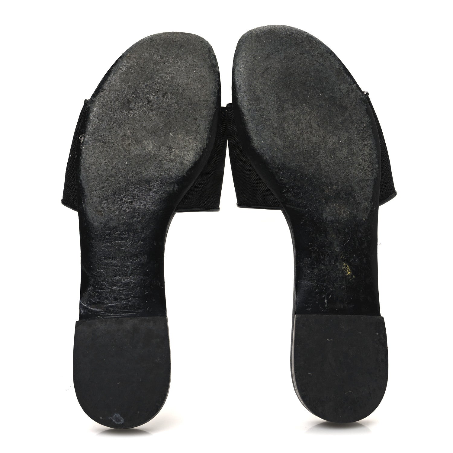 Mesh Patent Calfskin CC Mules 36.5 Black