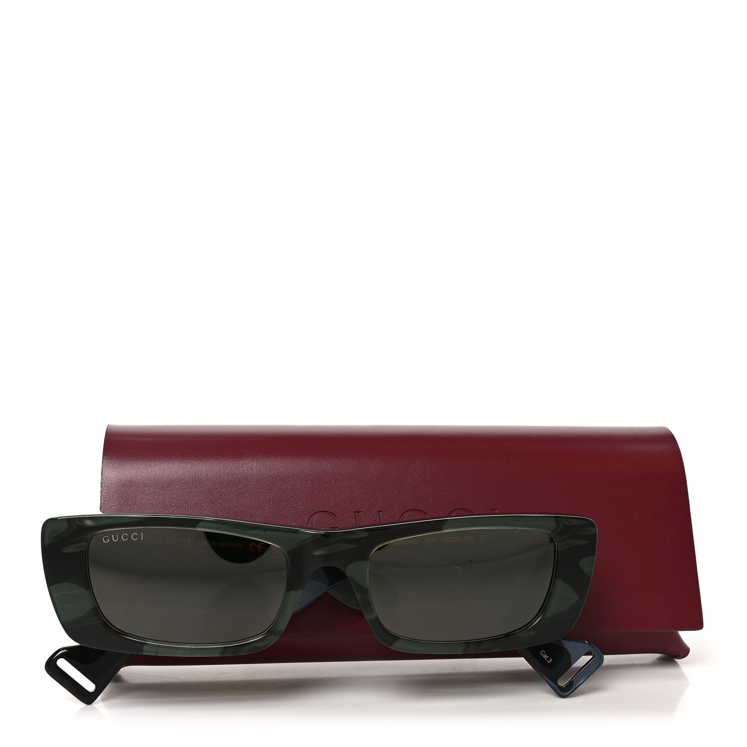 Acetate Rectangular Sunglasses GG0516S Green Bronze