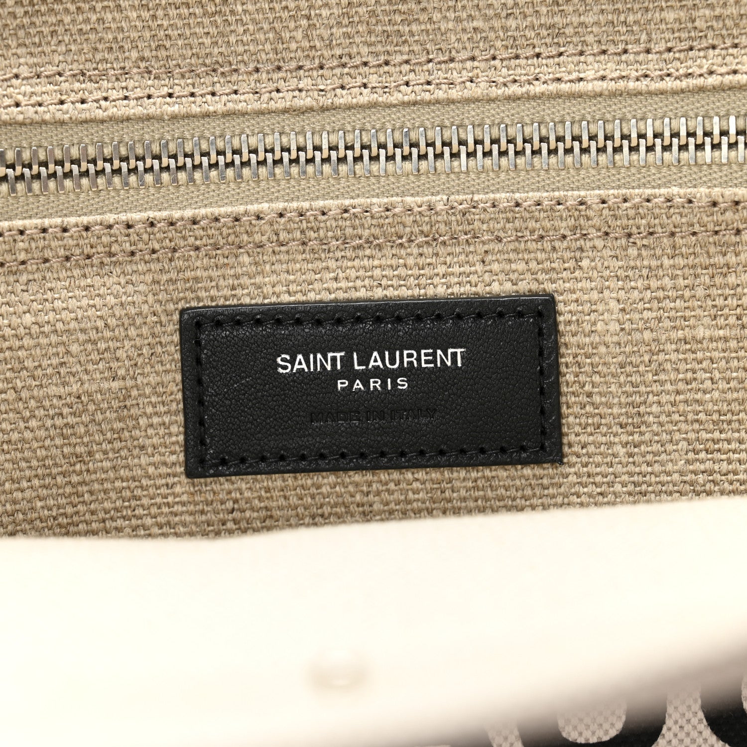 Linen Calfskin Small Rive Gauche Tote Greggio Natural