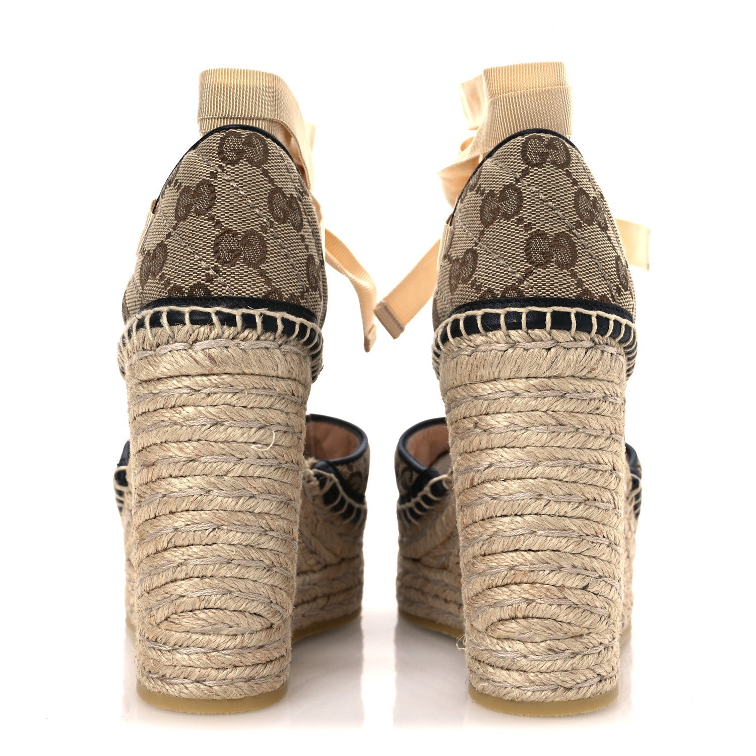 Monogram Matelasse GG Marmont Ankle Wrap Platform 35/120mm Espadrille Wedges 35 Beige Ebony Black Sand Storm