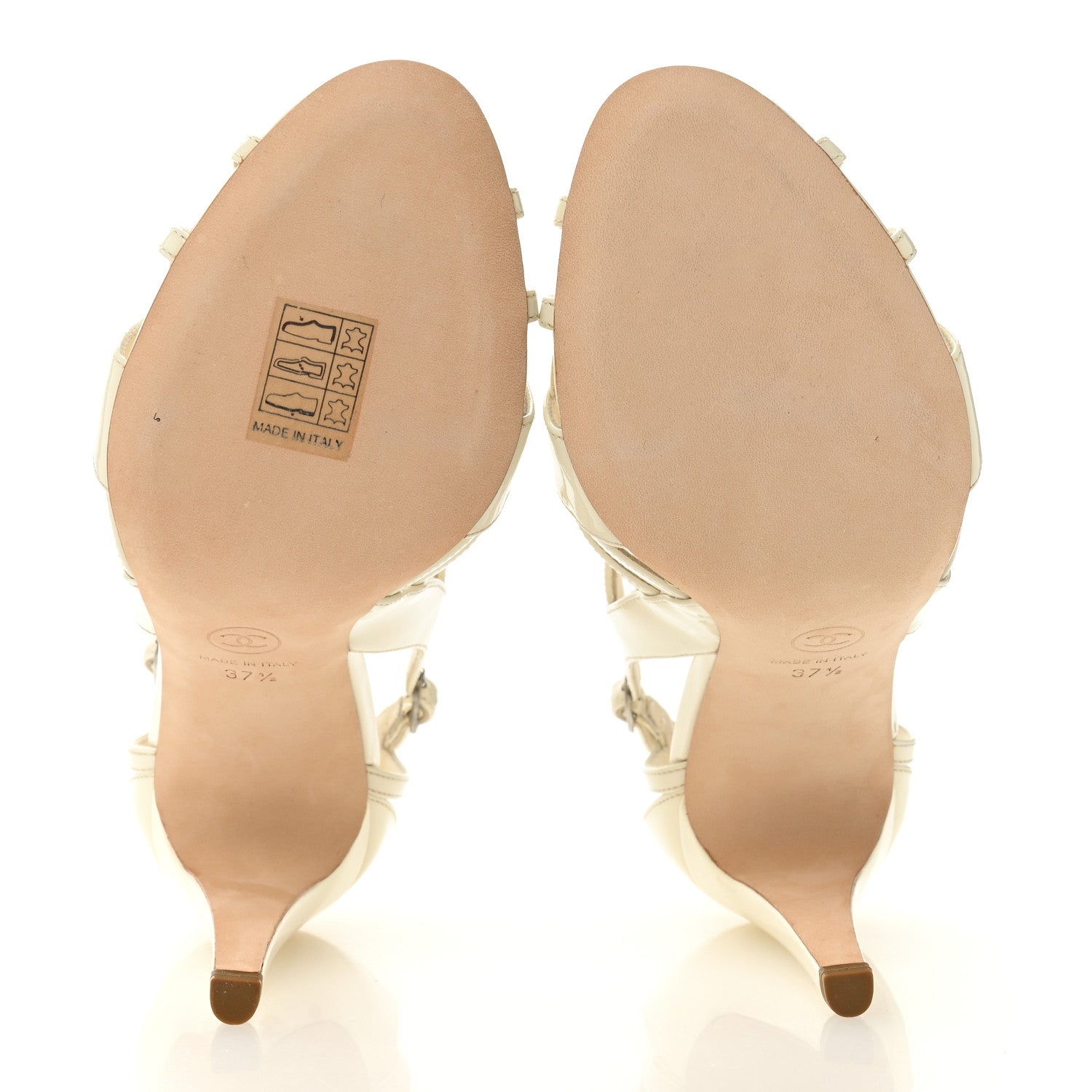Patent Cut Out Ankle Strap Sandals 37.5 White