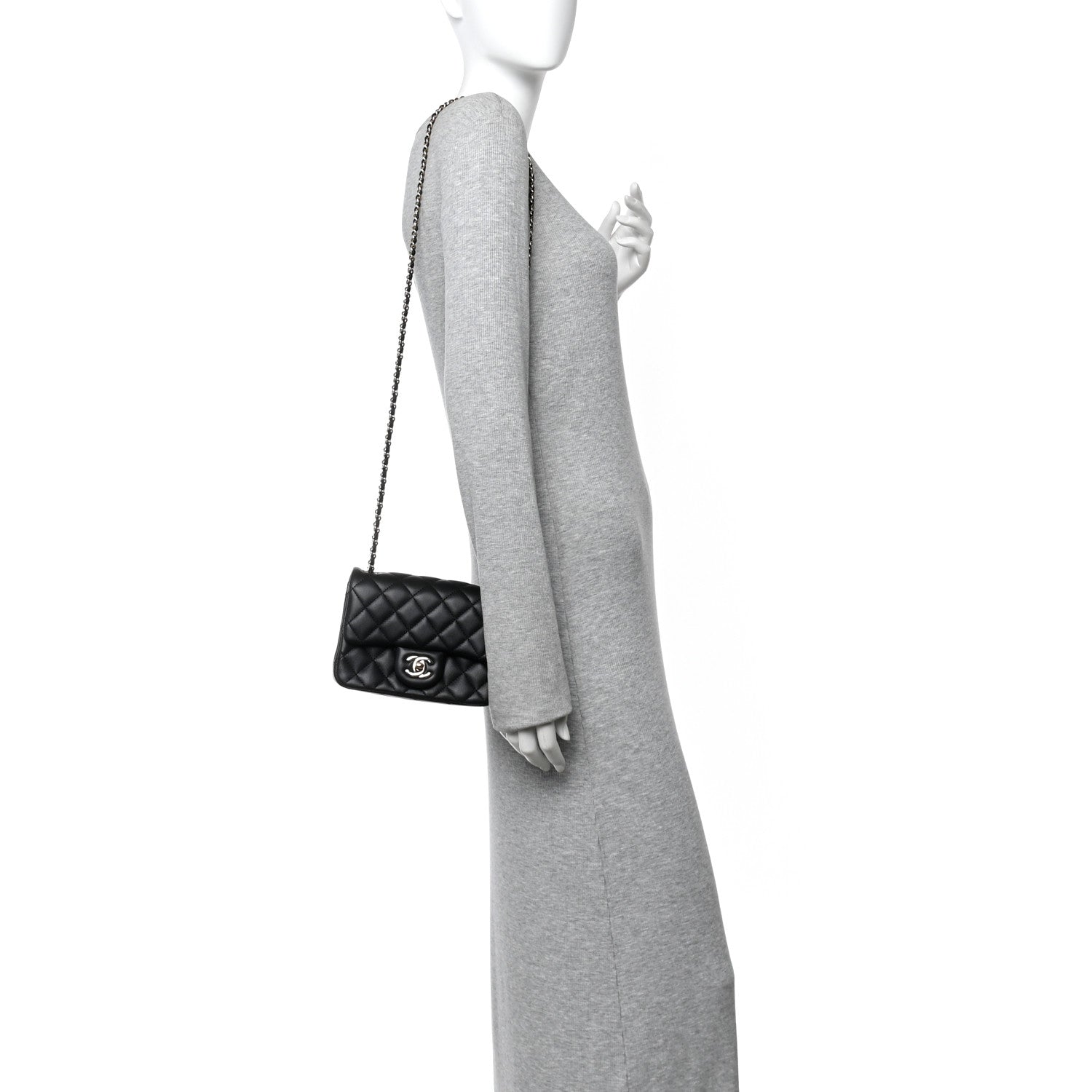 Lambskin Quilted Enamel Mini Pearl Crush Flap Black