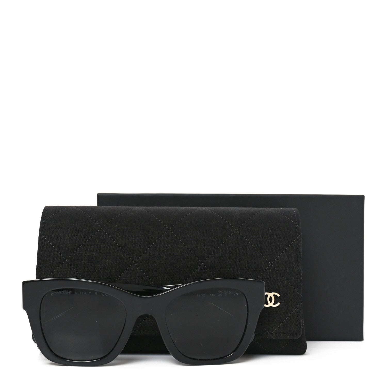 Acetate Square CC Heart Sunglasses 5478 Black