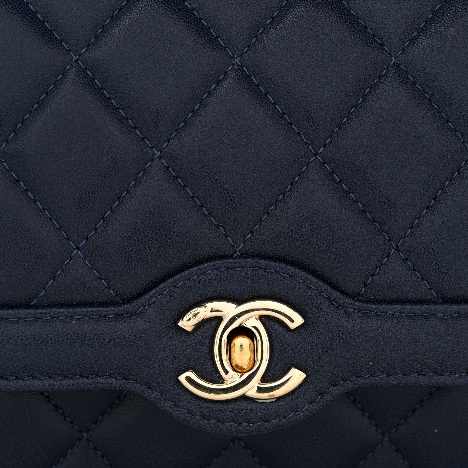 Lambskin Quilted Hold The Line Wallet On Chain WOC Dark Blue