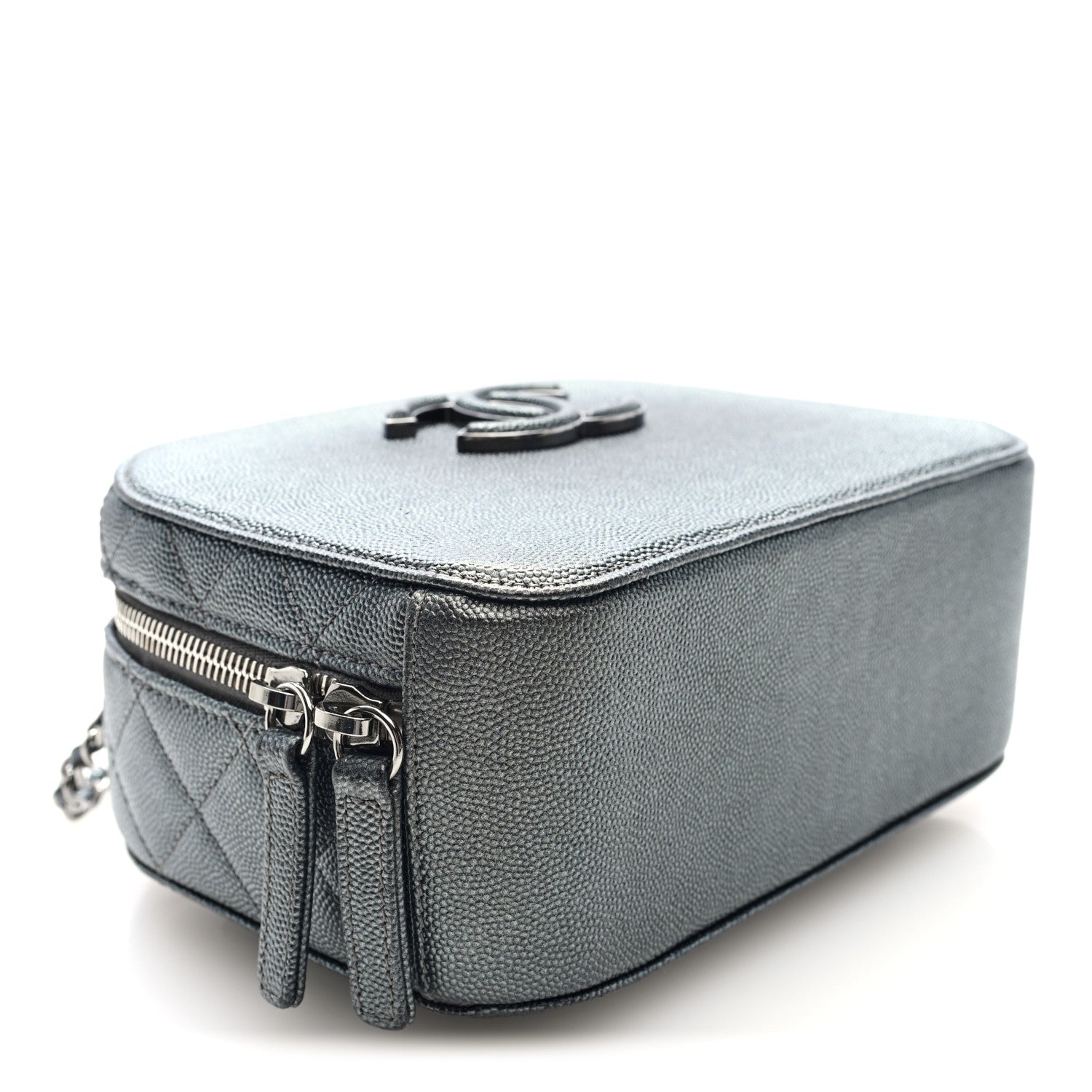 Metallic Caviar Small Coco Curve Vanity Bag Black Ruthenium