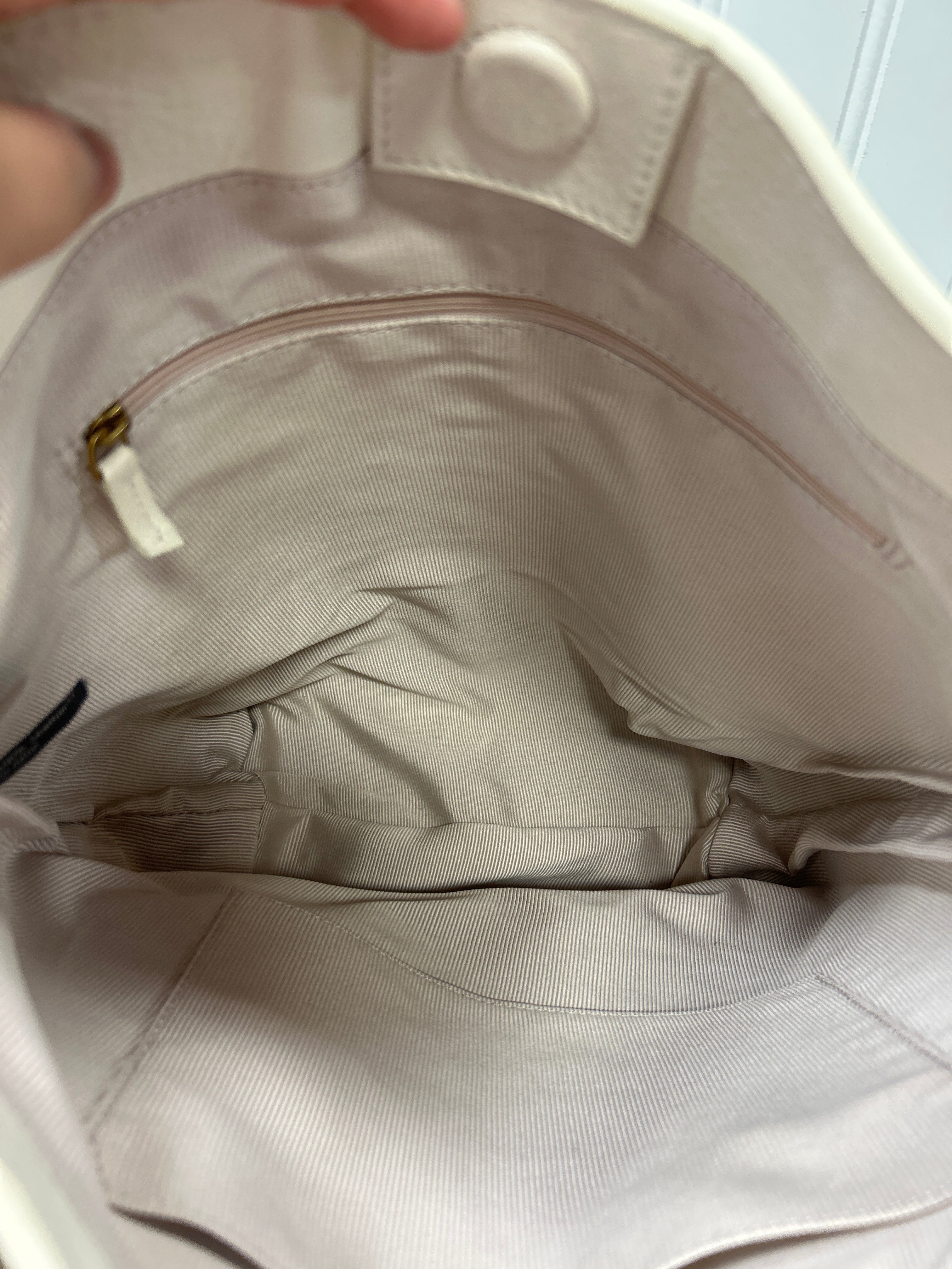 Handbag Leather By Margot In Cream, Size:Medium
