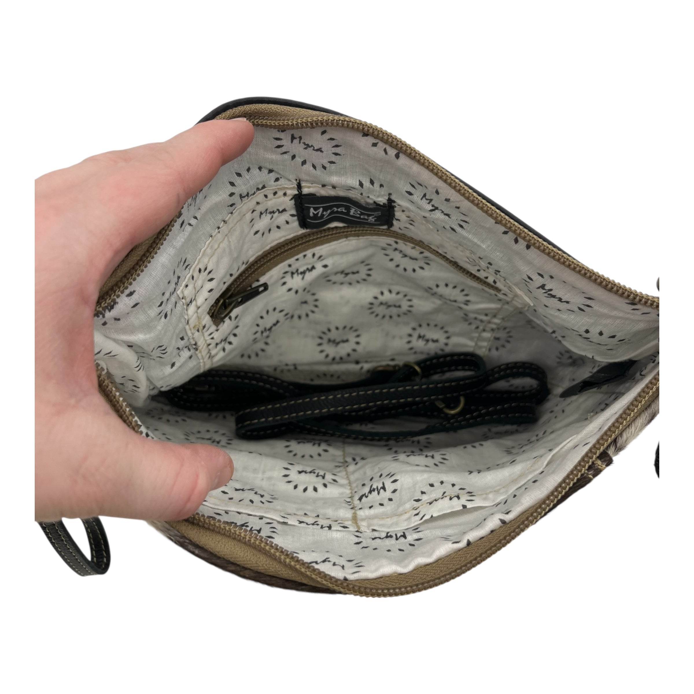 Crossbody Leather By Myra In Animal Print, Size:Medium