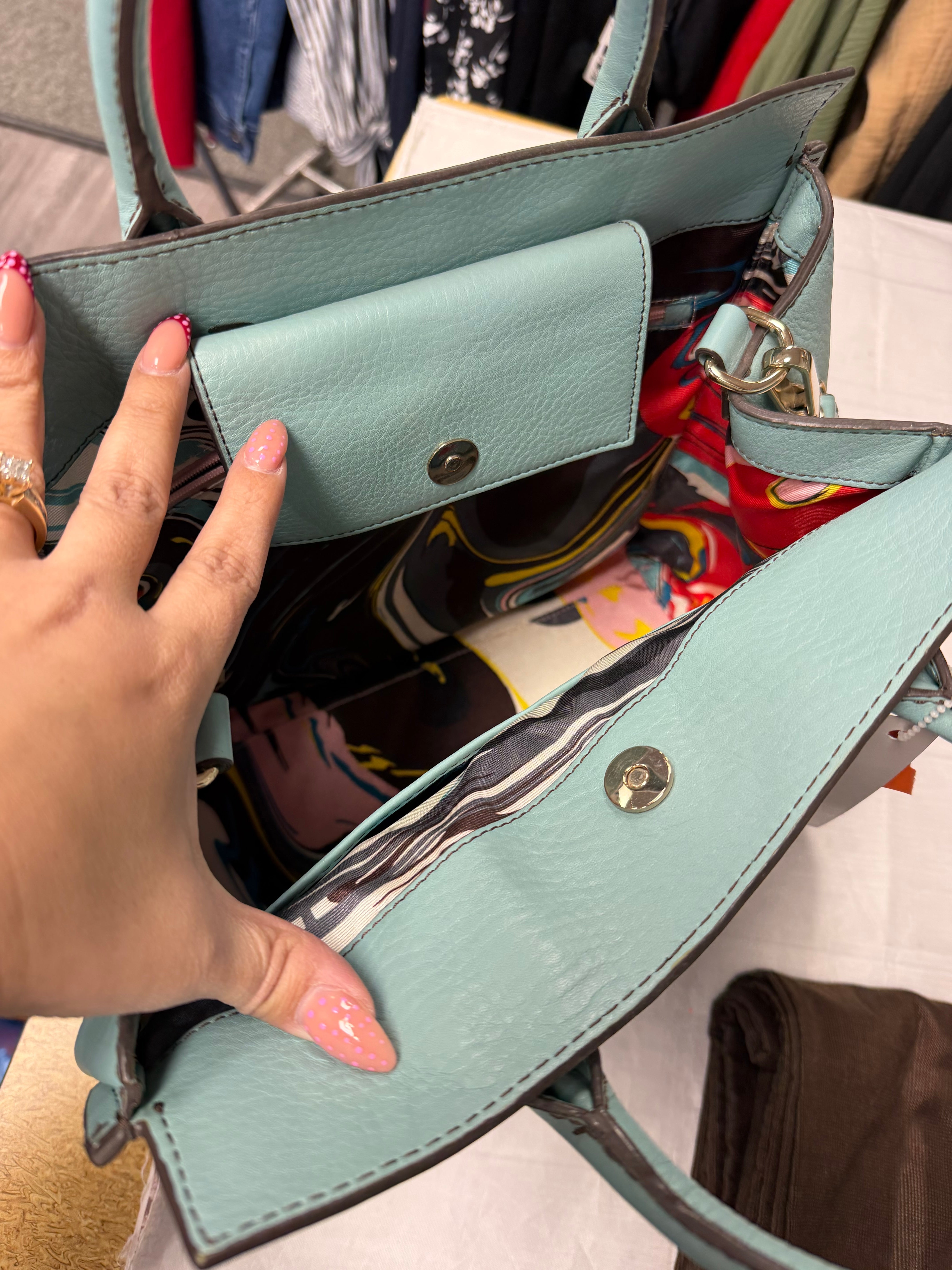 Handbag Designer By Kate Spade In Teal, Size:Large