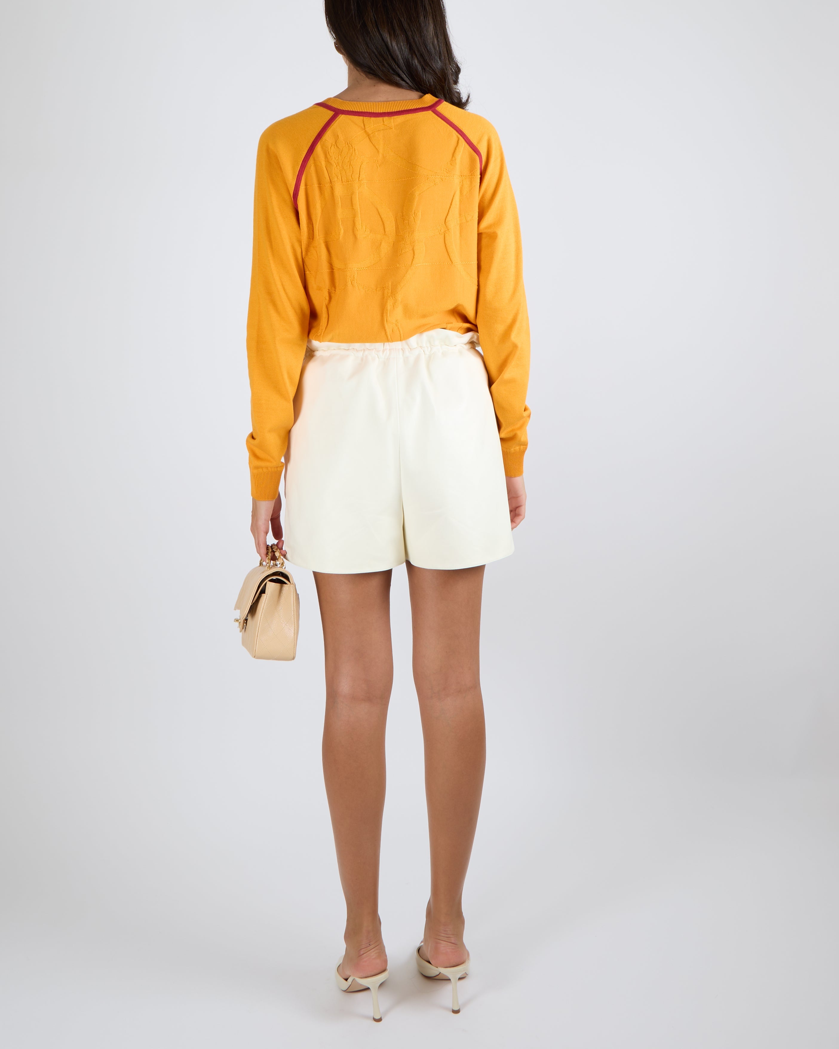 Hermès Cream Lambskin Leather Shorts with Gathered Waist Detail and Palladium Hardware Size FR 34 (UK 6) RRP £5,000