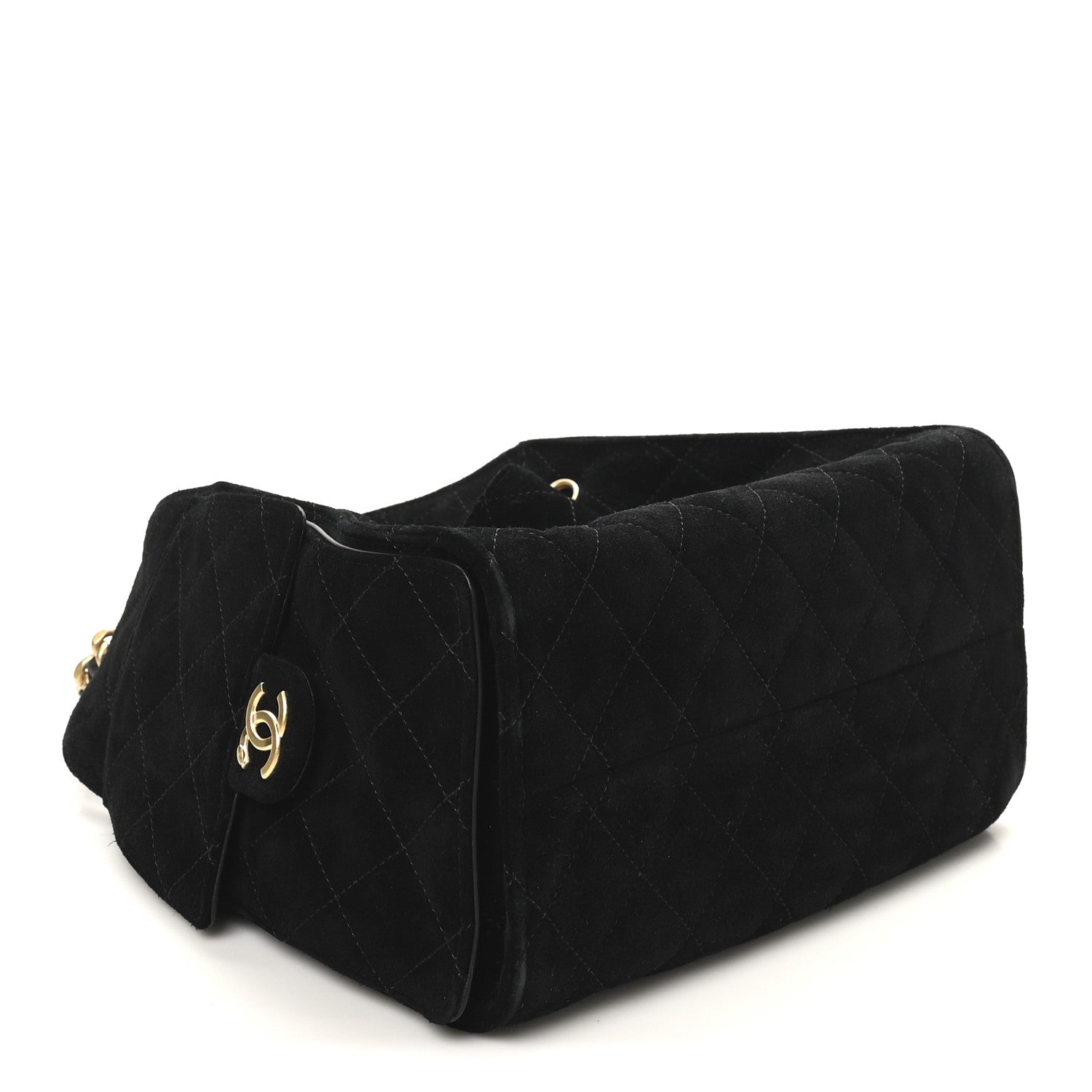 Suede Quilted Small Chanel 25 Handbag Black
