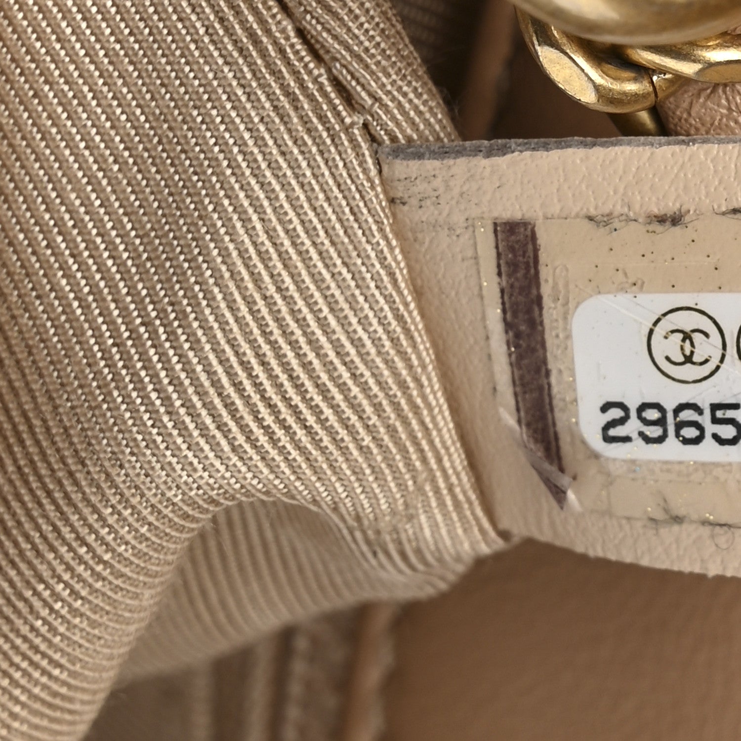 Calfskin Quilted Small Enchained Flap Beige