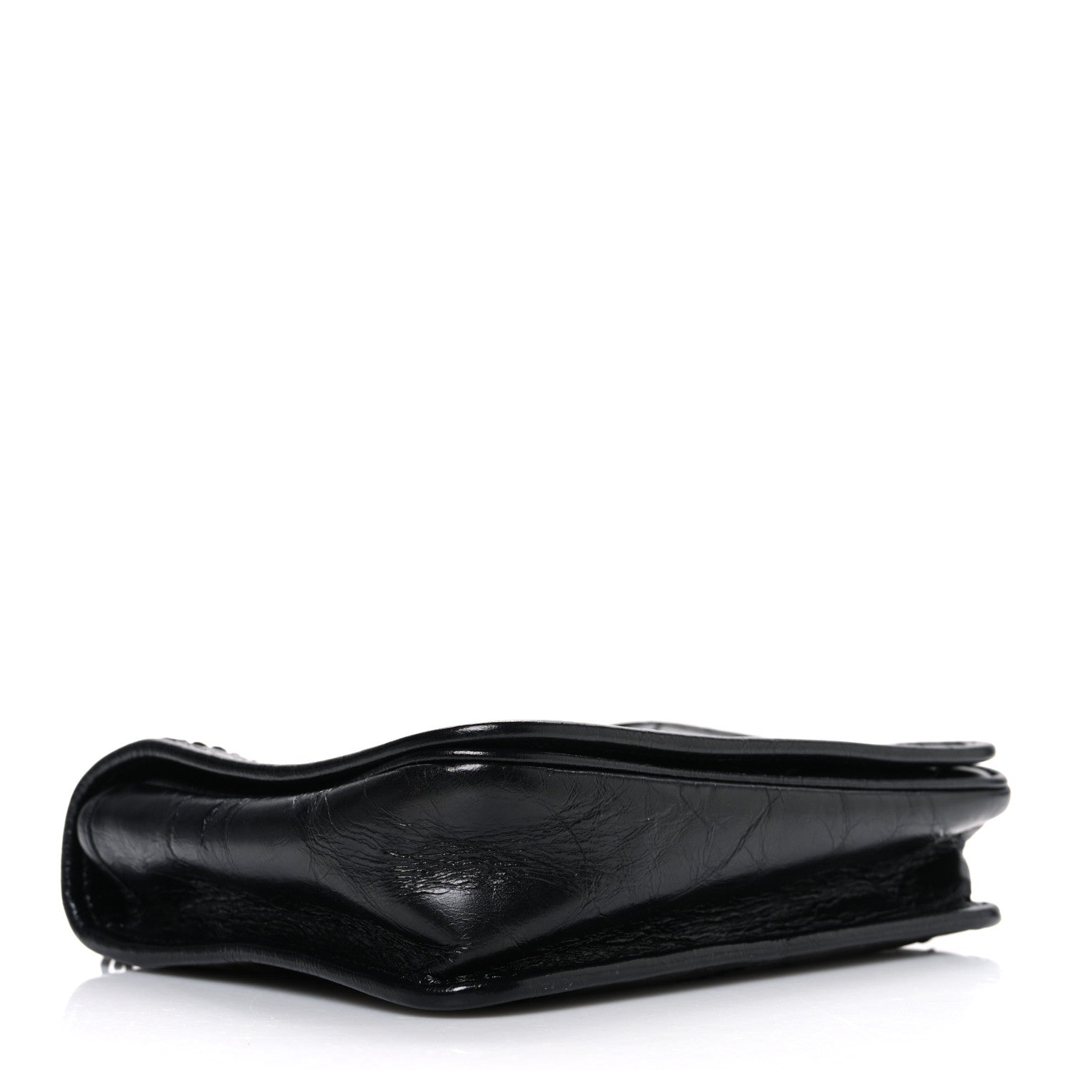 Crinkled Calfskin Matelasse Monogram Niki Chain Wallet Black