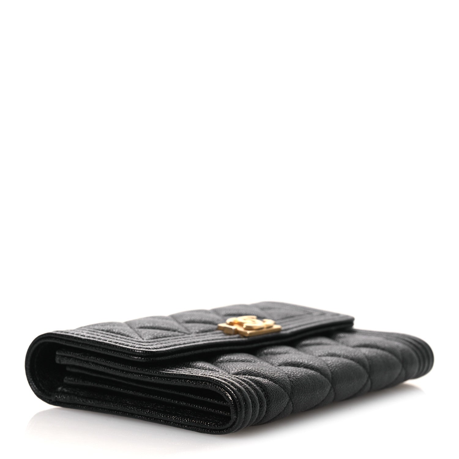 Caviar Quilted Medium Boy Flap Wallet Black
