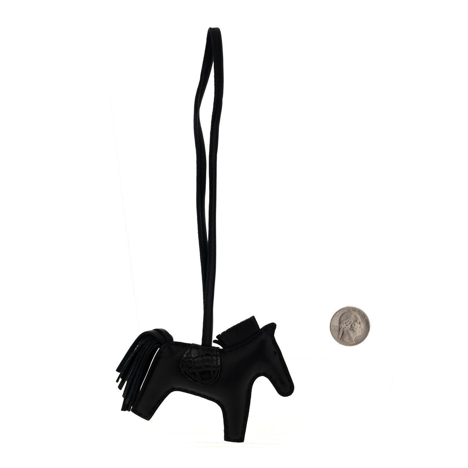 Milo Lambskin Matte Alligator Touch Grigri Rodeo Horse Bag Charm PM So Black