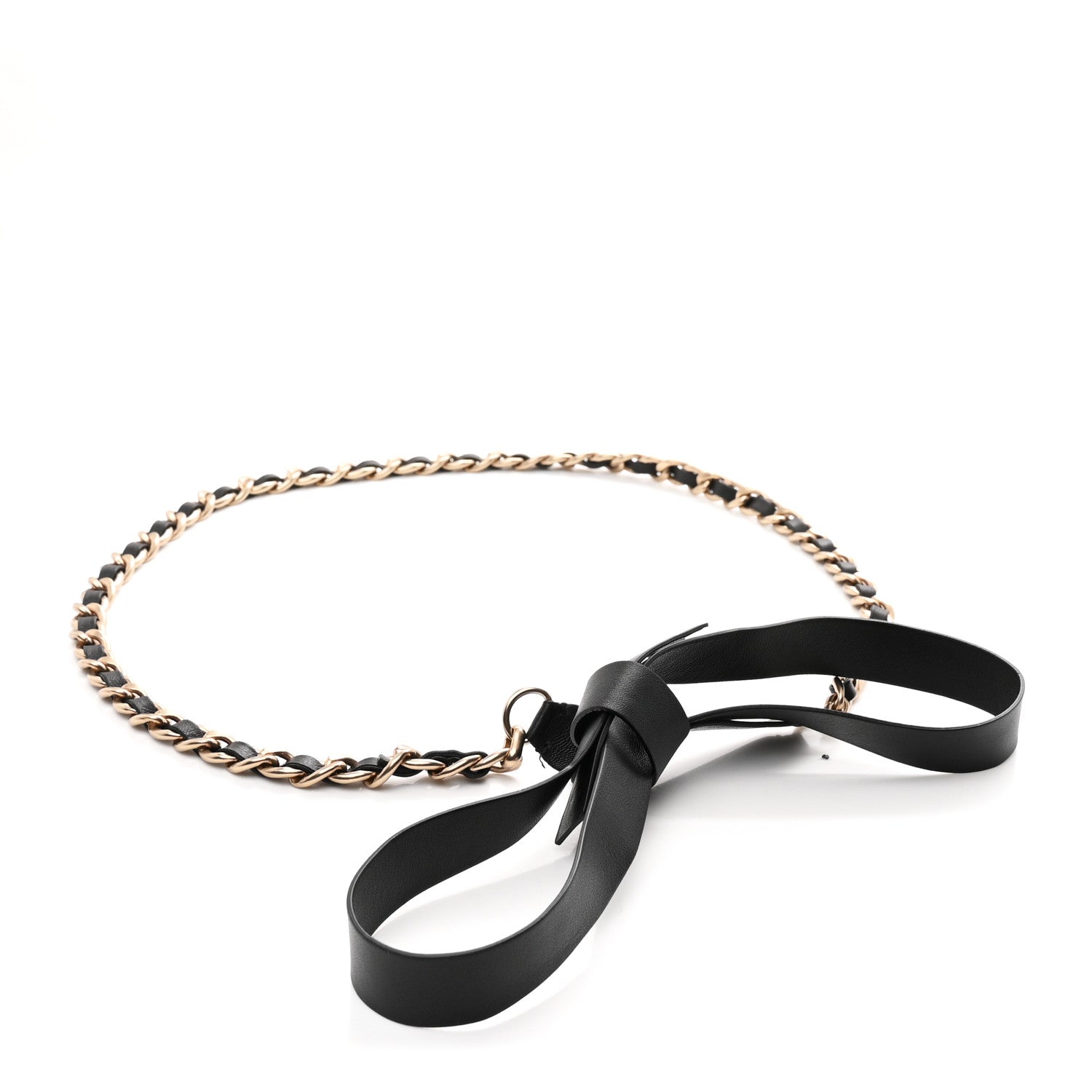 Lambskin Chain CC Bow Belt L Black