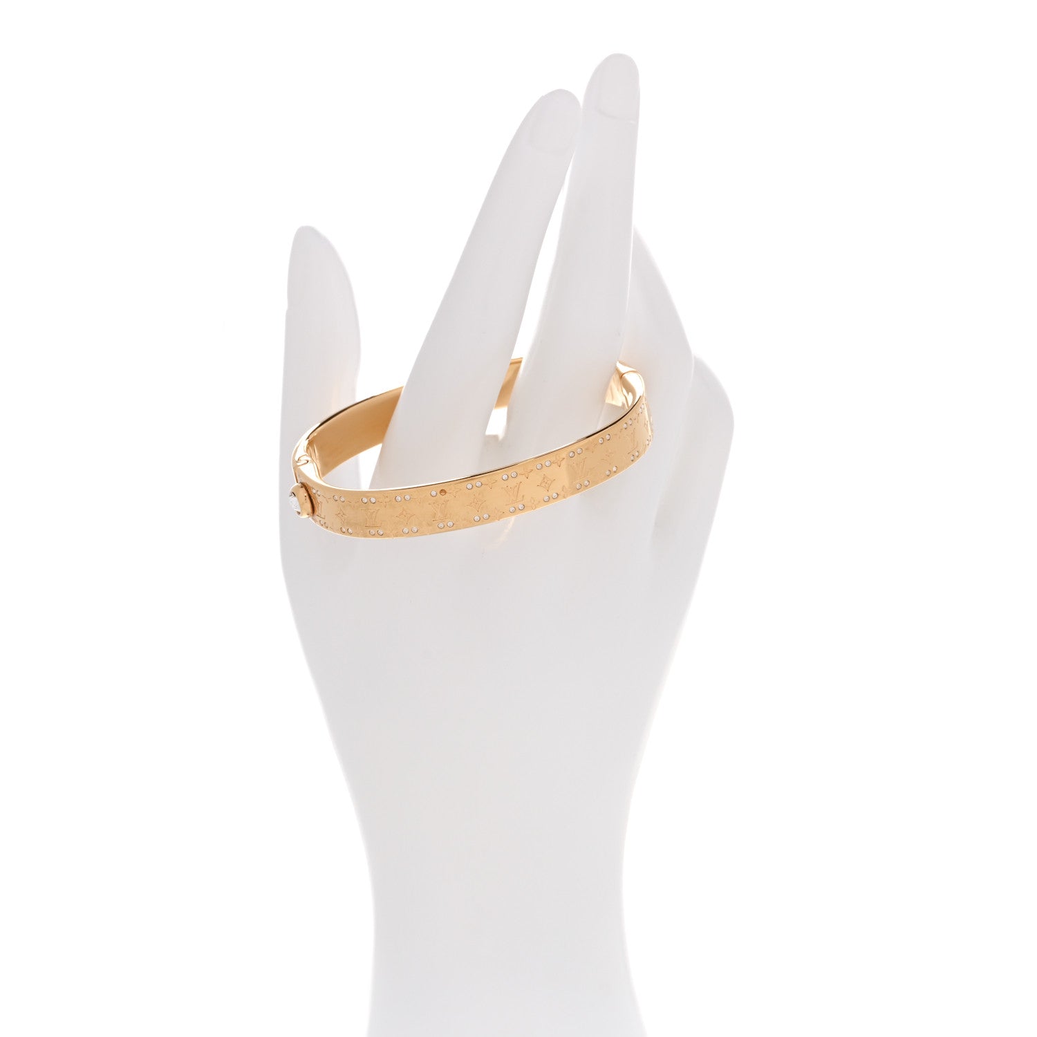 Brass Crystal Monogram Nanogram Strass Cuff M Gold